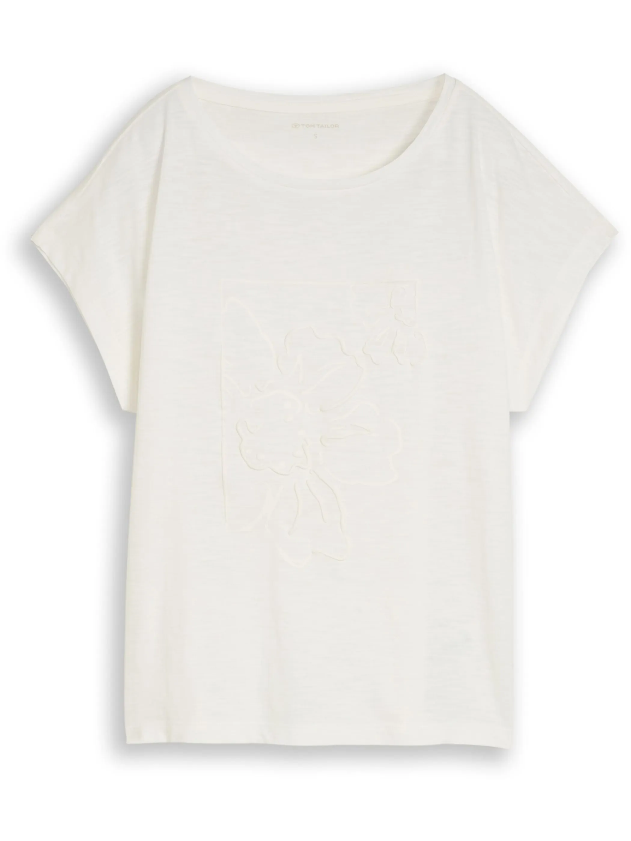 Tom Tailor 1052158 T-shirt overcut with front art Weiß 926009 10315 5