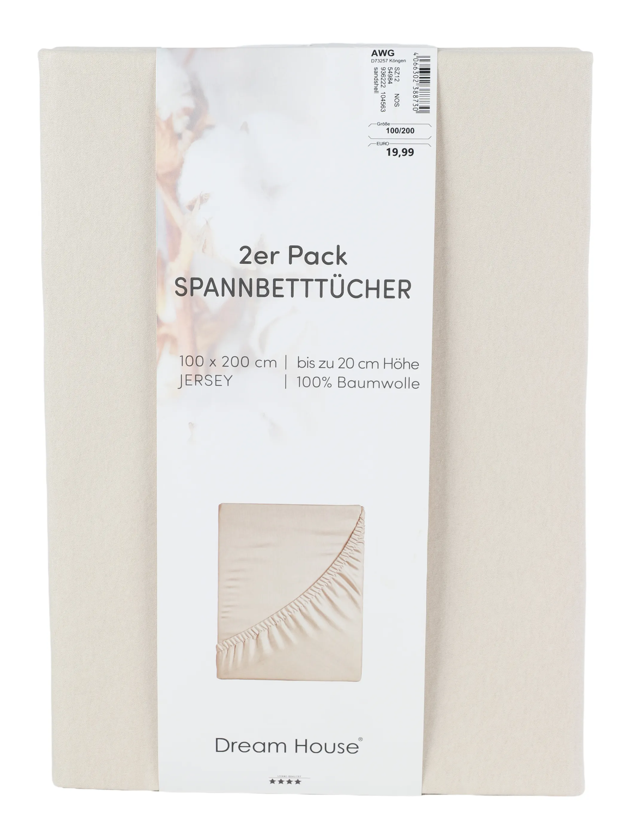 Dream House Spannnbetttuch 2er Pack Weiß 936222 SAND 2