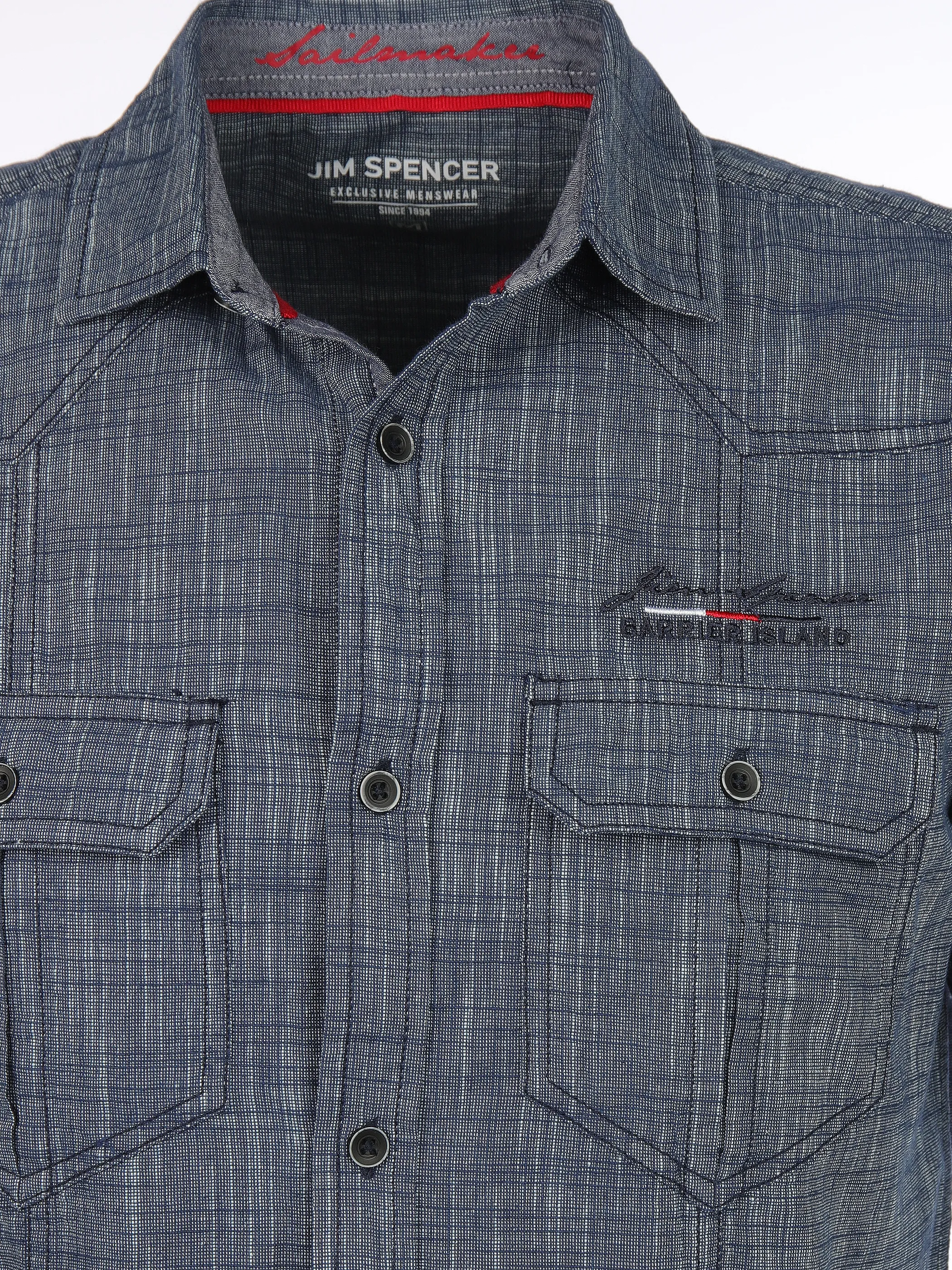 Jim Spencer He. Freizeithemd 1/2 Arm slub Blau 906578 JEANSBLUE 3