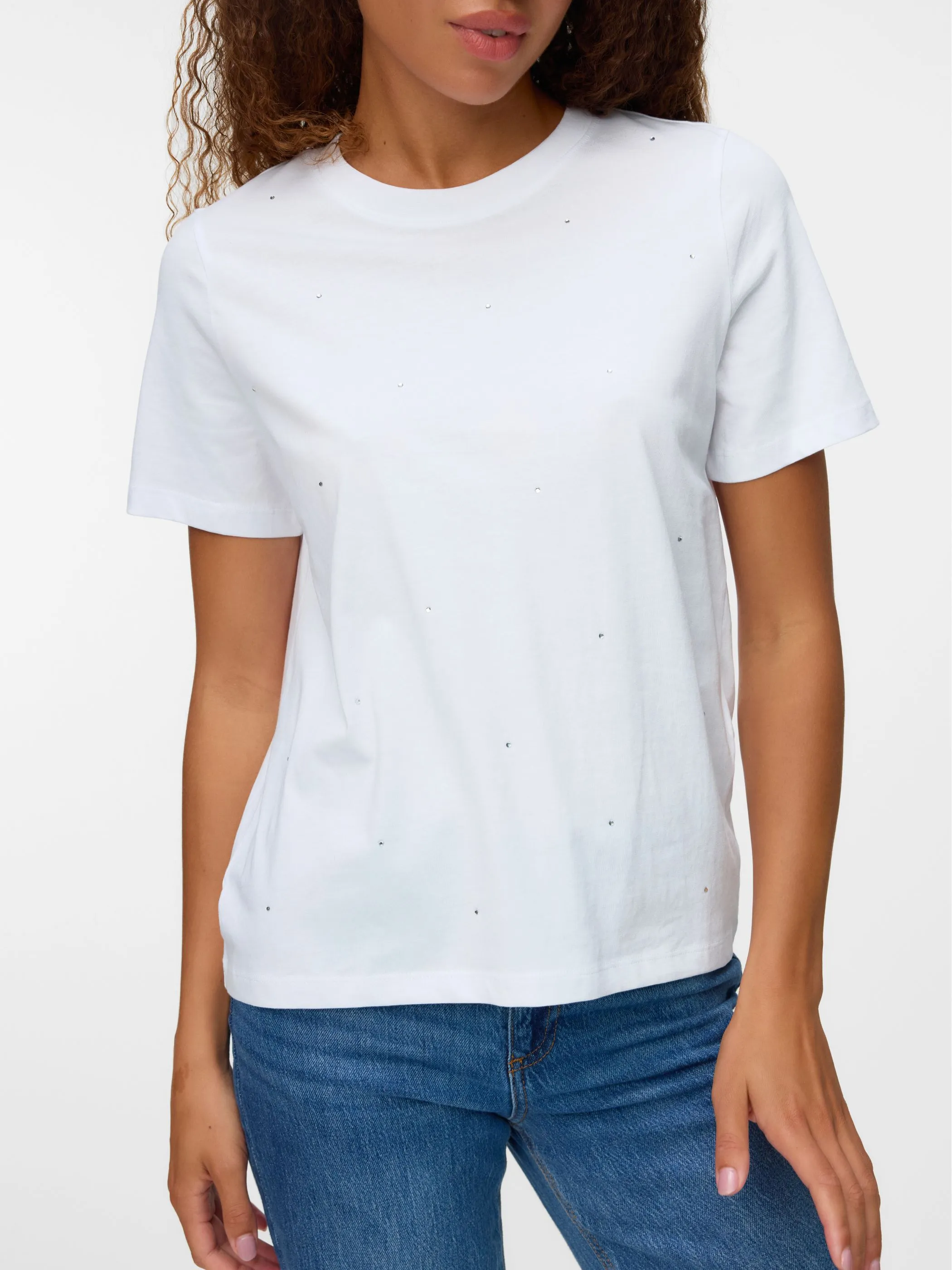 Vero Moda 10336970 VMPAULINA DETAIL SS T Weiß 917566 175683003 4