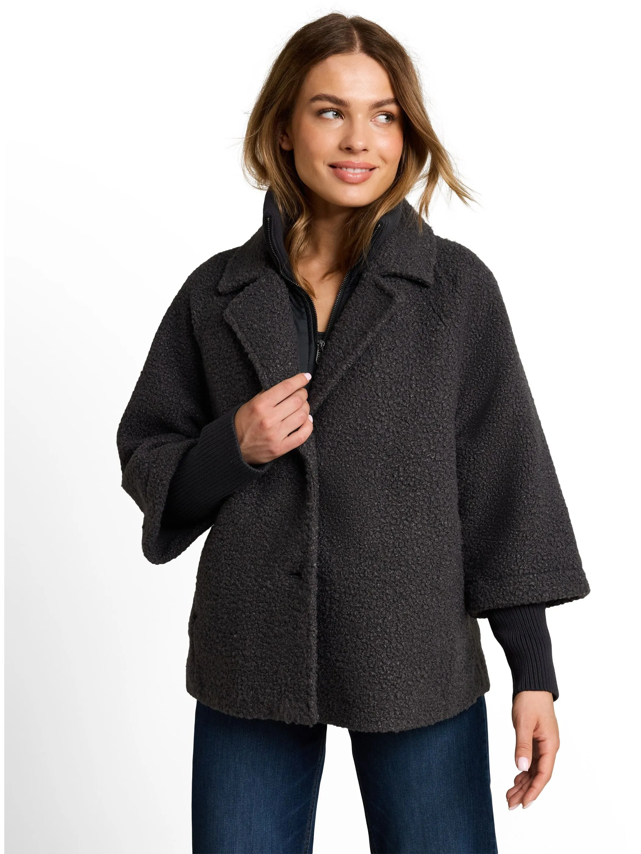 Tom Tailor 1051134 cosy cape jacket Grau 934175 41131 1