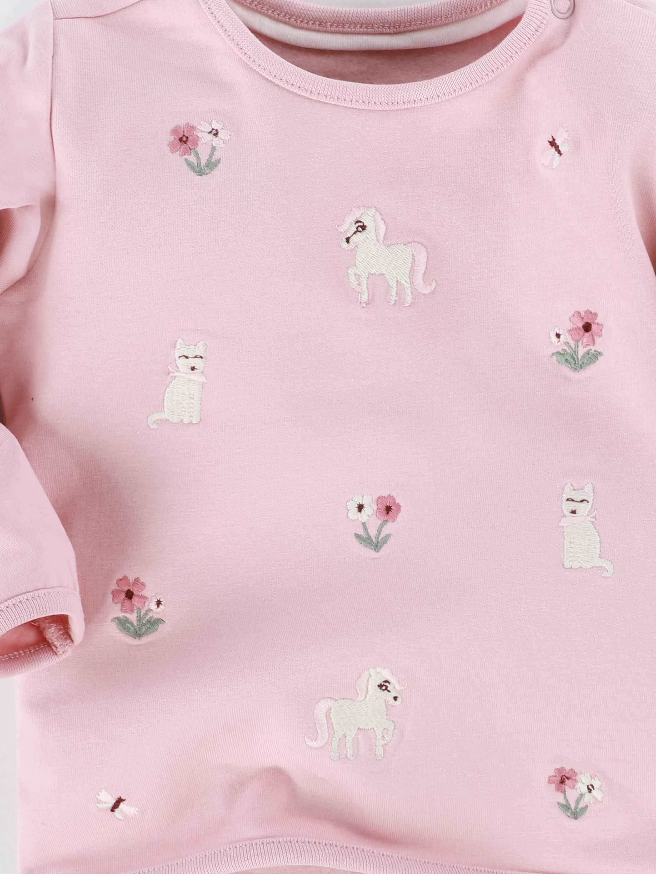 Bubble Gum BM Sweatshirt 2er Pack mit Blumen Rosa 913425 WEIß/ROSA 3