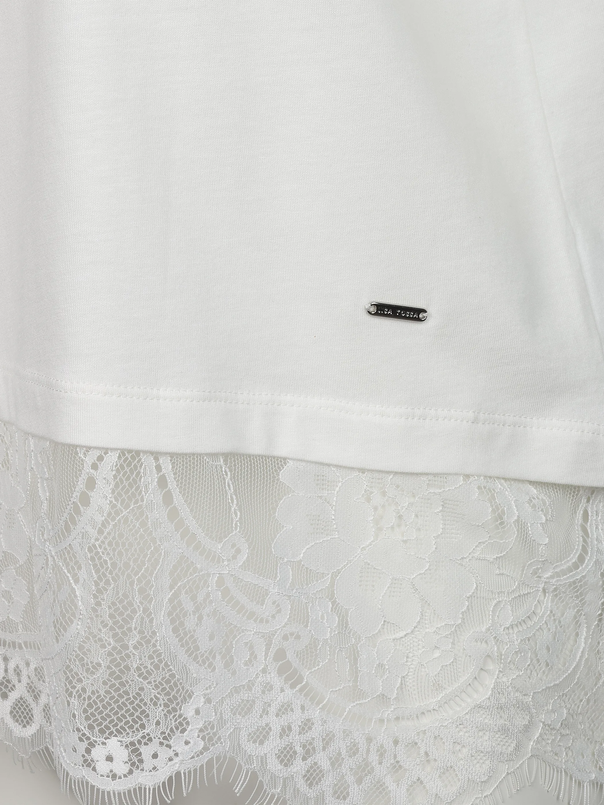 Lisa Tossa Da.Rundhalsshirt m.Spitzenborte Weiß 930568 STAR WHITE 3