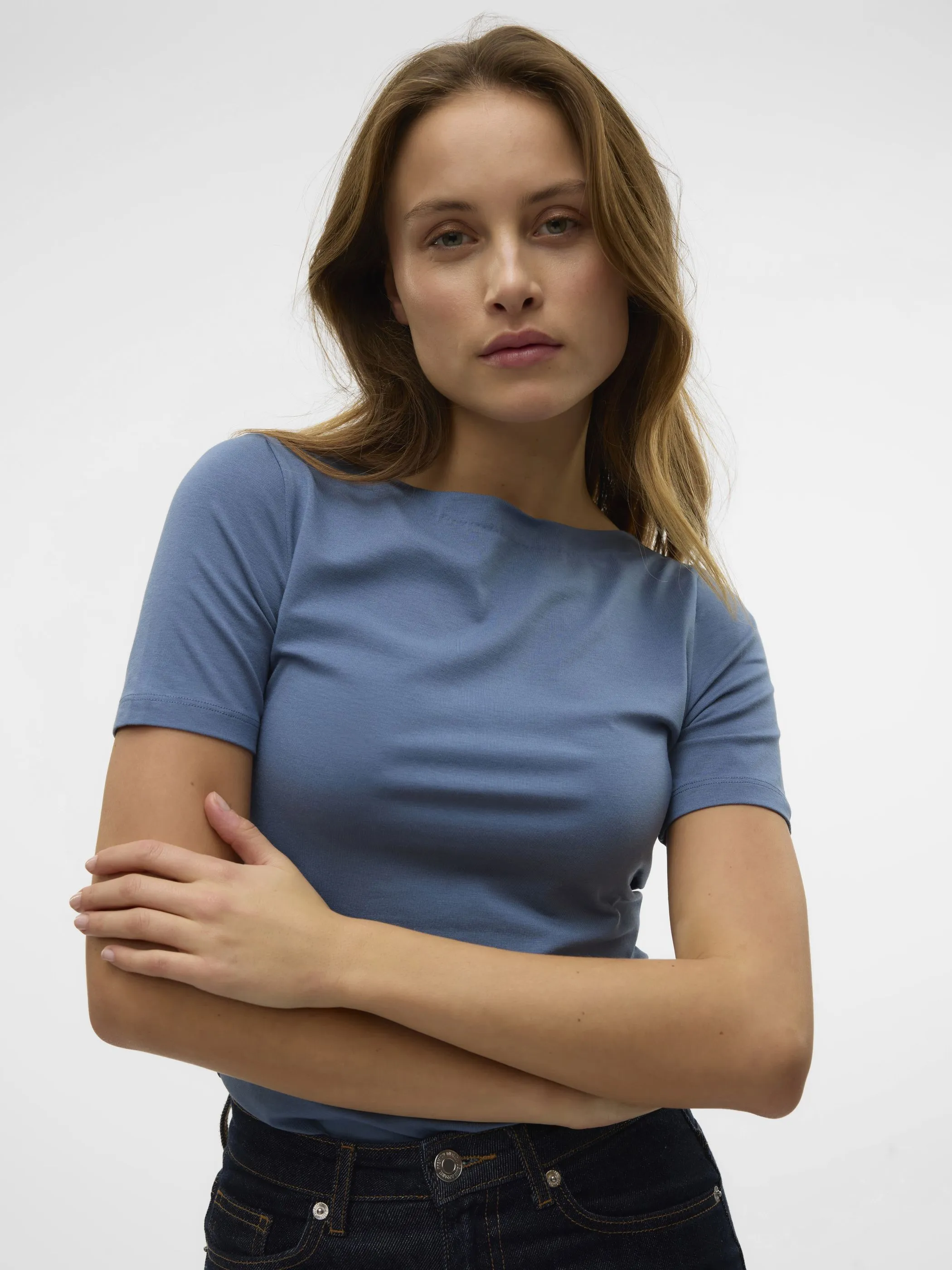 Vero Moda 10231753 VMPANDA MODAL S/S TOP Blau 835050 189259