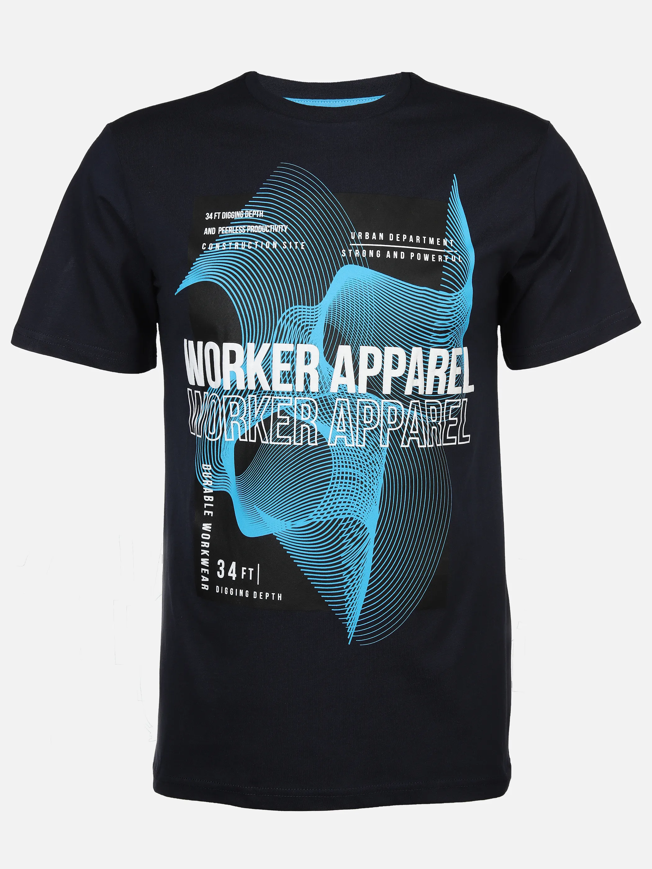 Worker He. T-Shirt 1/2 Arm Druck Blau 890466 NAVY 1 Worker He. T-Shirt 1/2 Arm Druck Blau 890466 NAVY 1