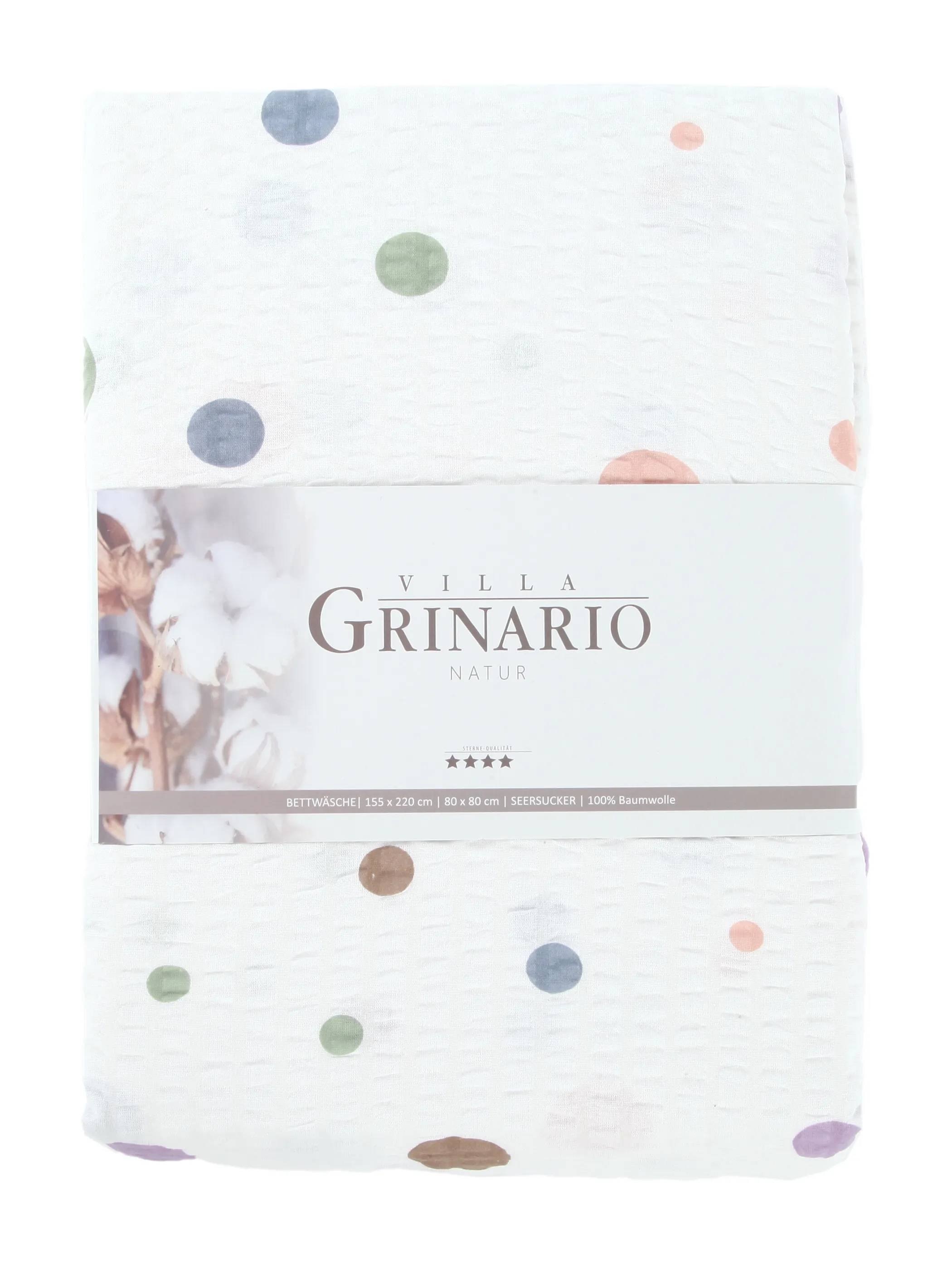 Villa Grinario Seersucker Bettwäsche gepunkte Weiß 891264 WEIß 2