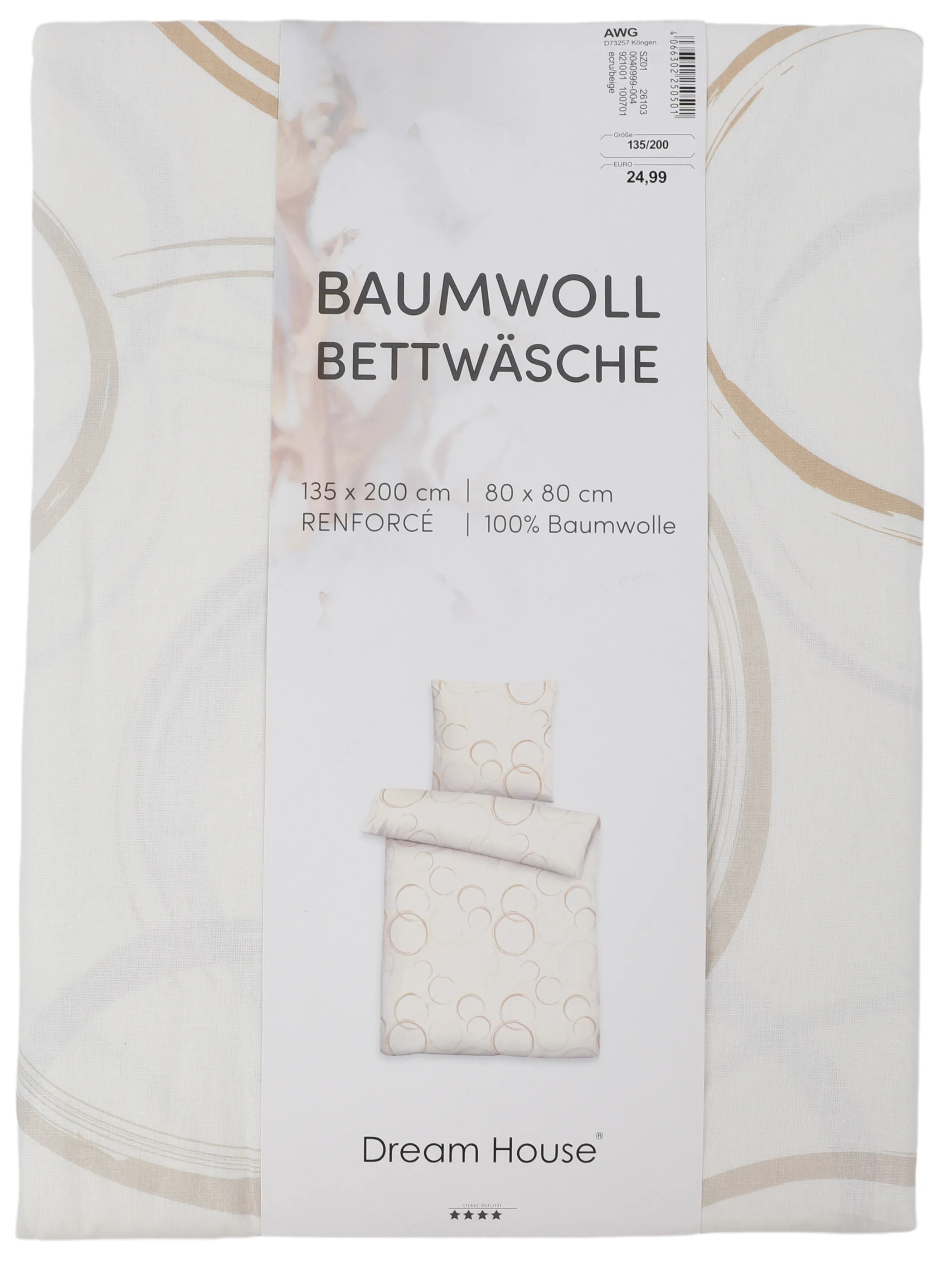 Dream House Renforce Bettwäsche 135x200 Weiß 921001 KREISE 1