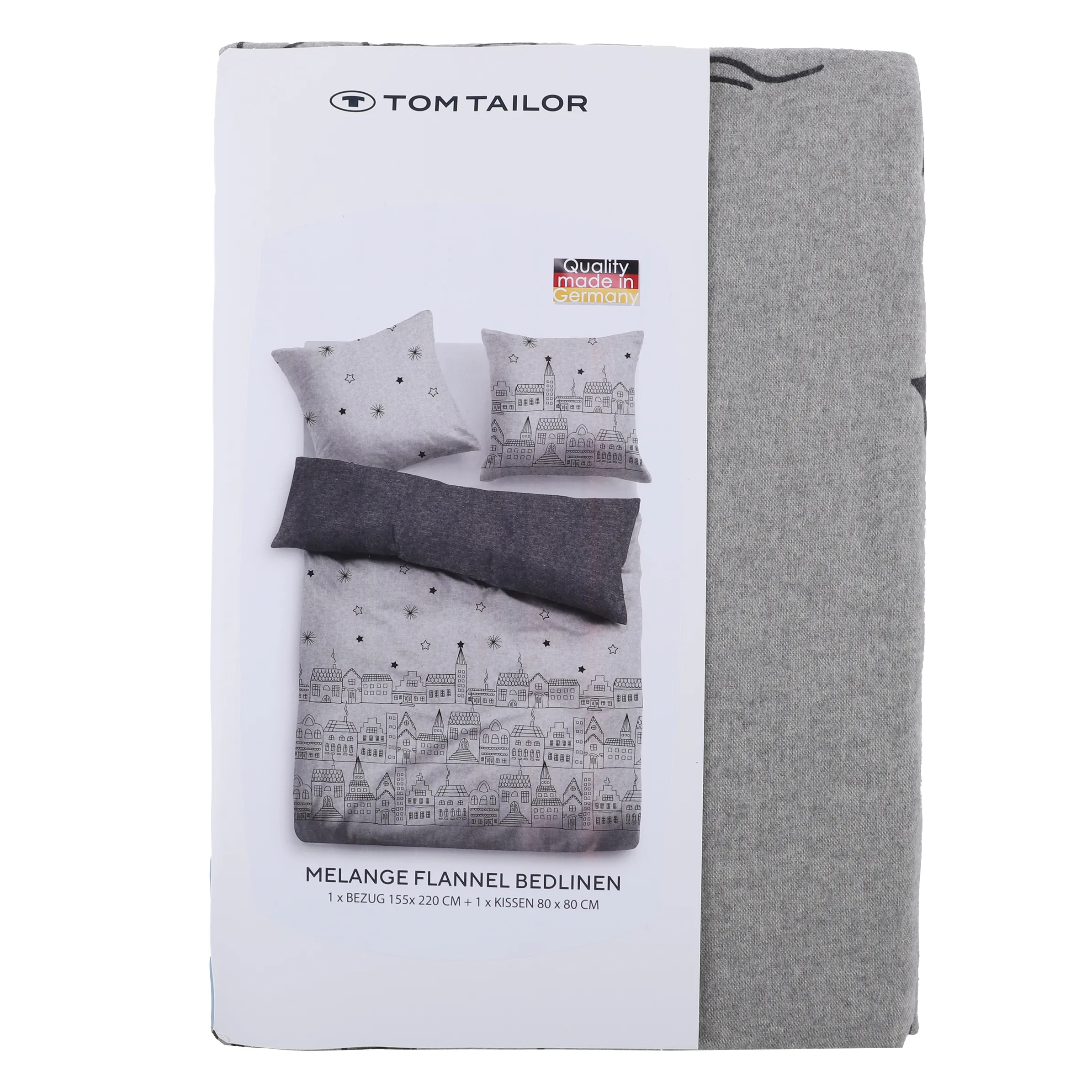 Tom Tailor Flanellbettwäsche Town Melange Grau 881592 ANTHRA 2