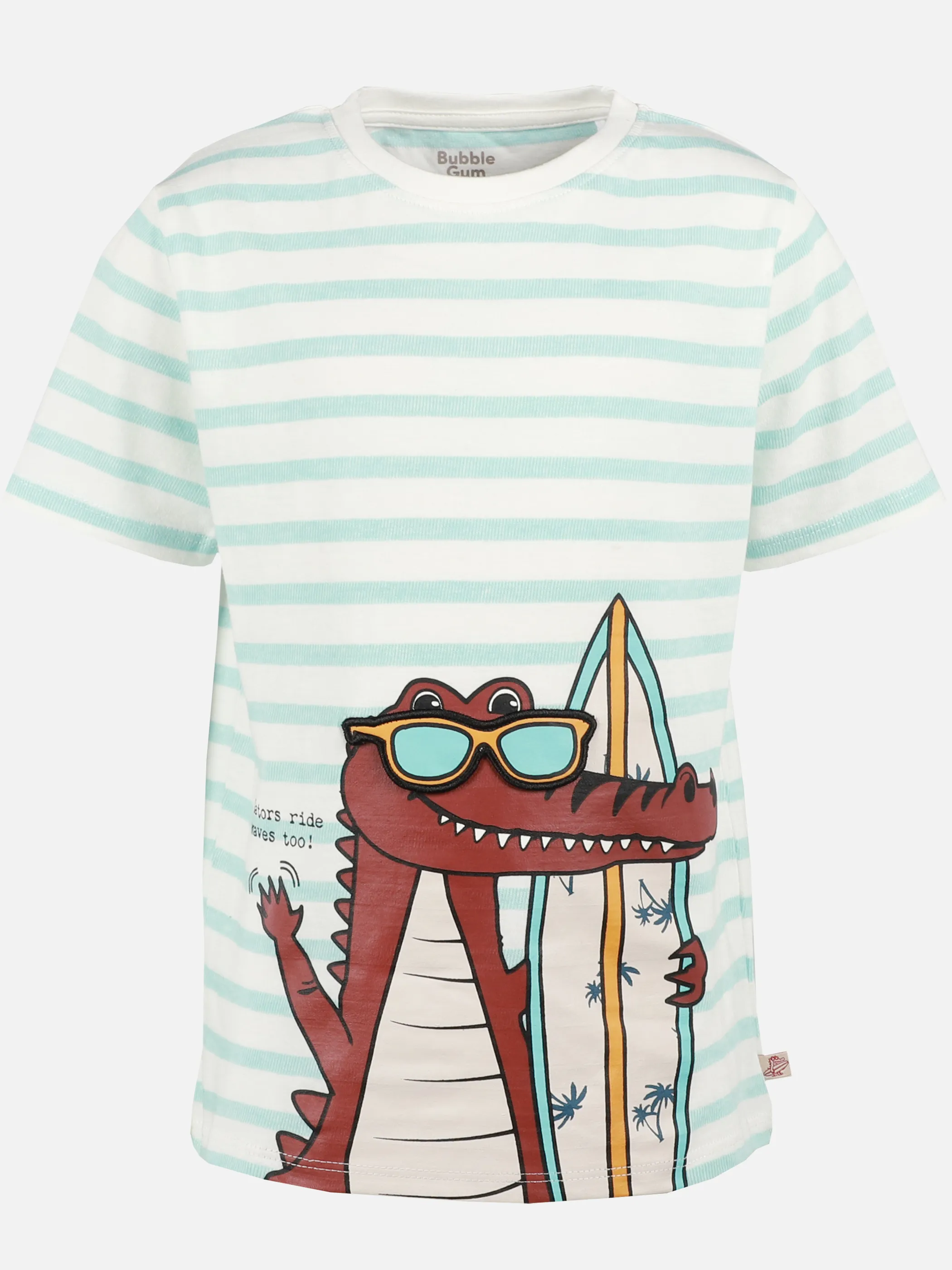 Bubble Gum KJ T-Shirt mit dino print in weiß/blau gestreift Weiß 908873 WEIßBLAU 1 Bubble Gum KJ T-Shirt mit dino print in weiß/blau gestreift Weiß 908873 WEIßBLAU 1