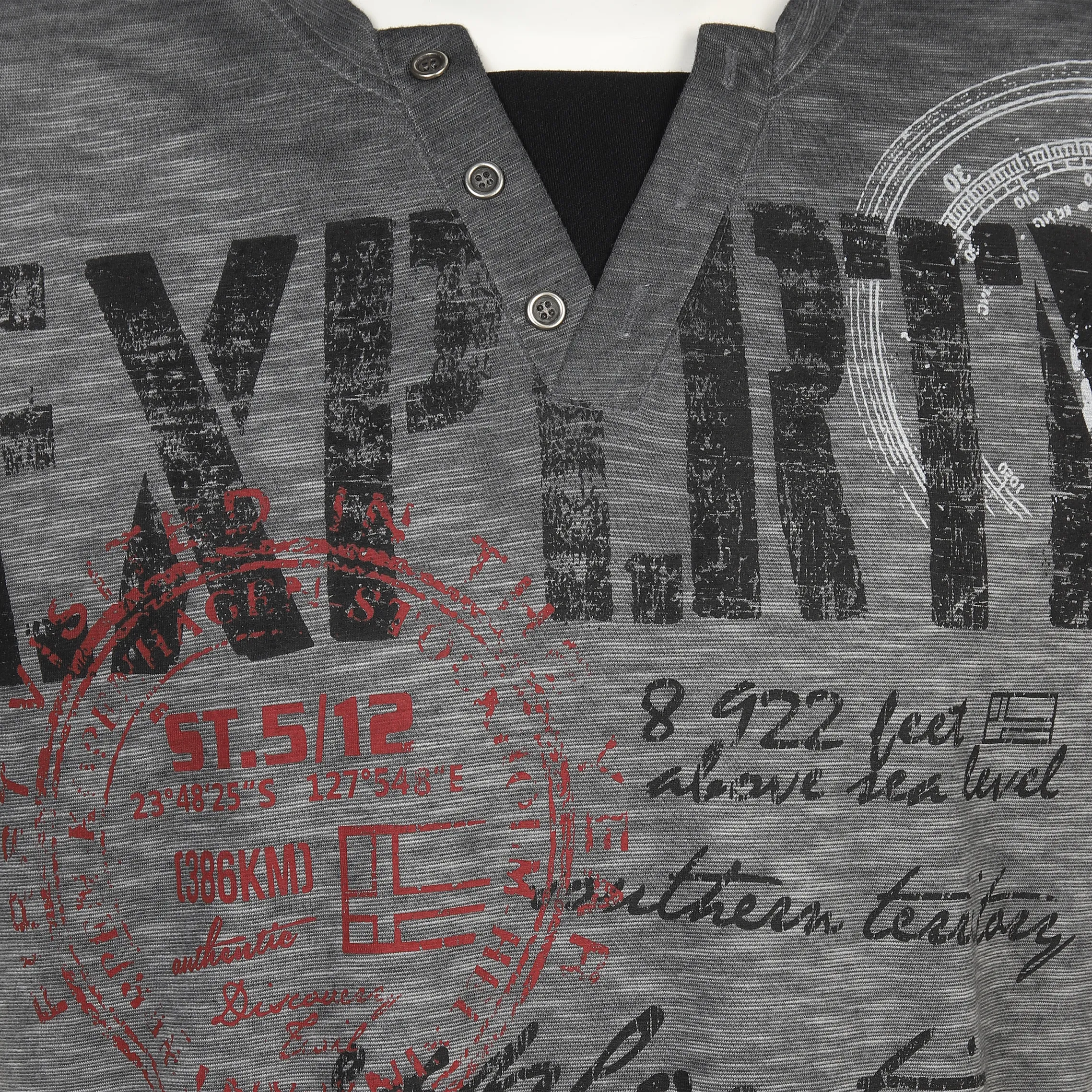 Southern Territory He. Henleyshirt 1/2 Arm grindle 2in1 Grau 885858 GREY 3