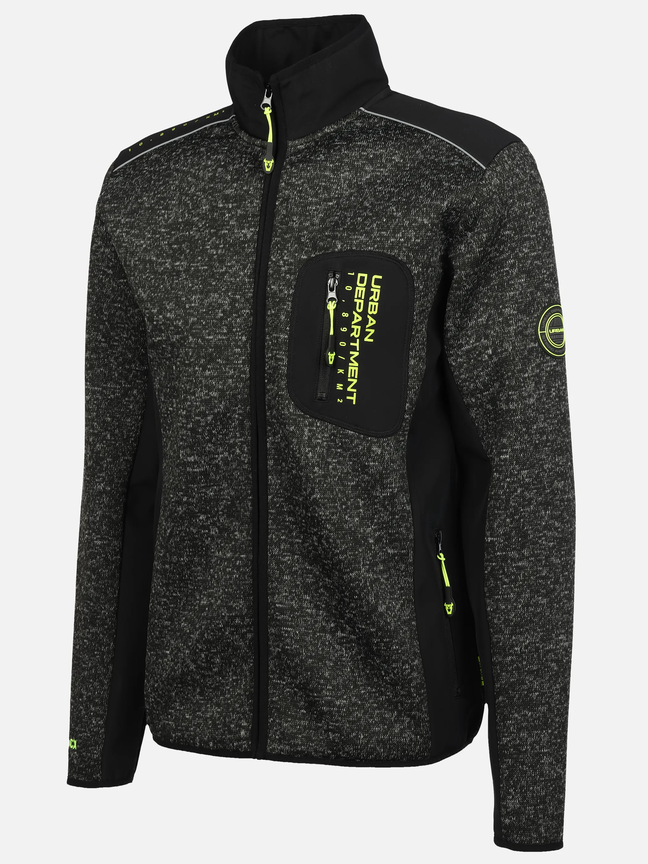 Worker He. Strickfleecejacke neon Schwarz 929263 BLACK MEL 3