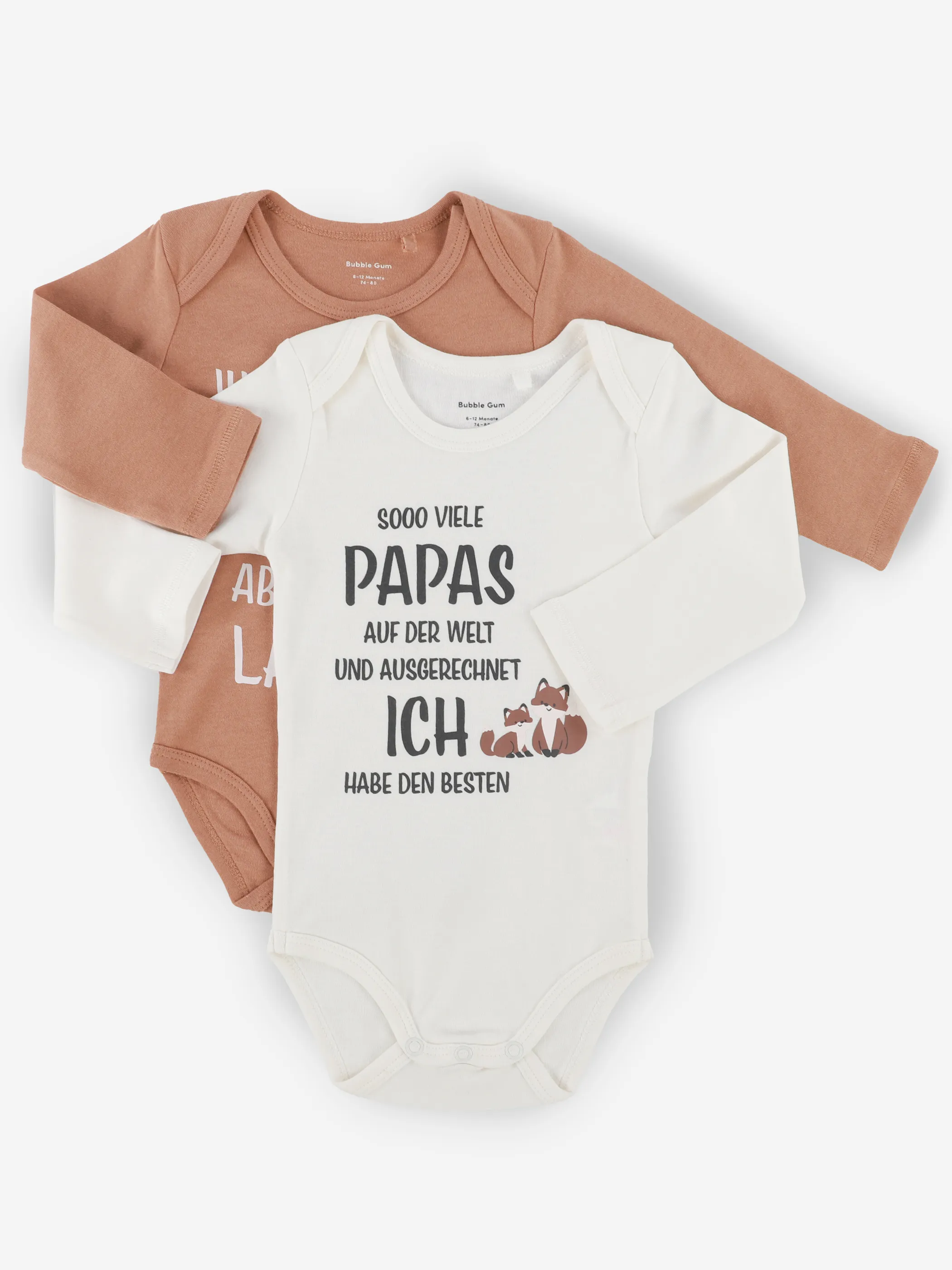 Bubble Gum B 2er Pack Sprüchebody "Bester Papa" in braun/weiß Braun 916706 BRAUN/WEIß 1