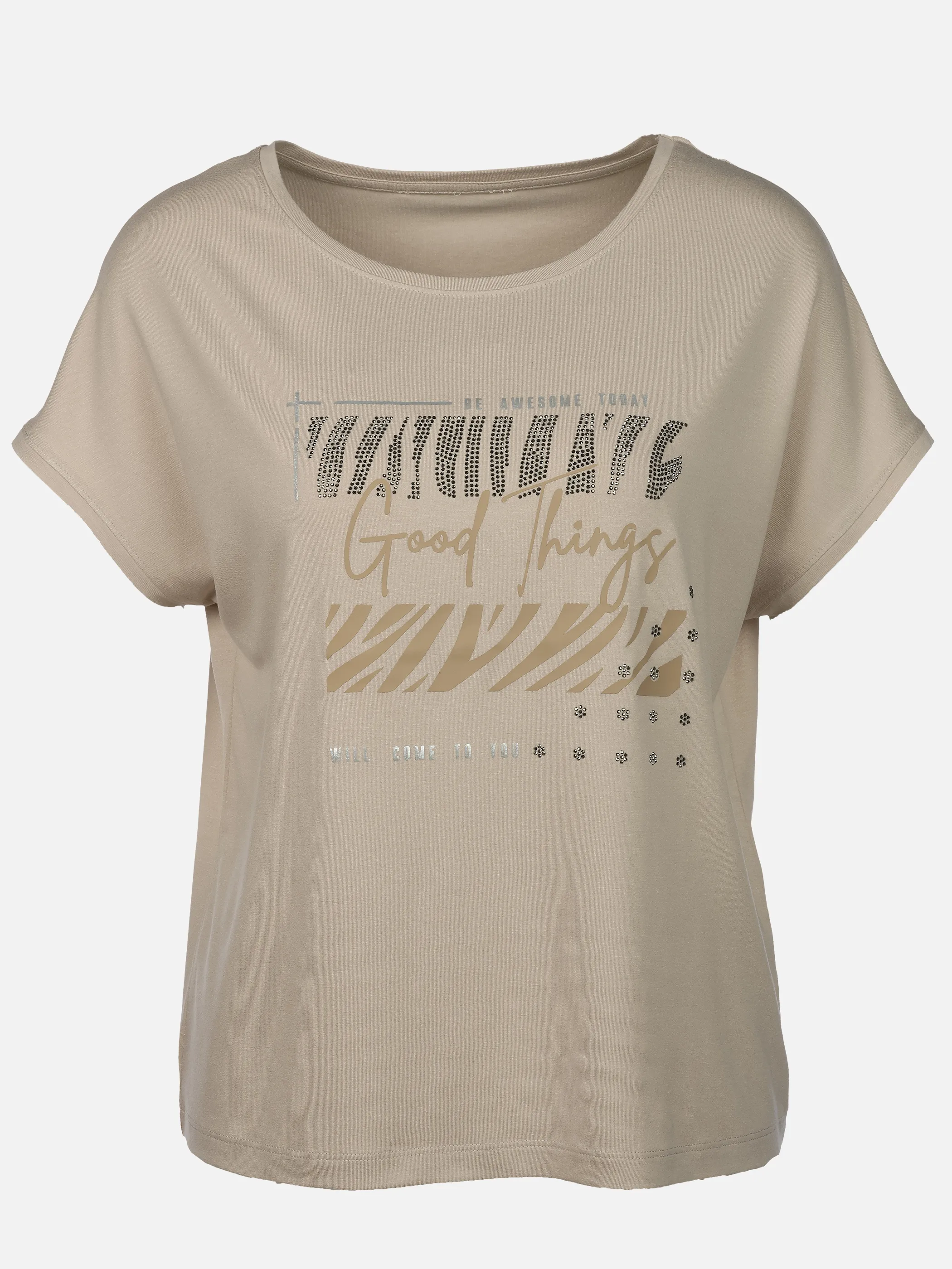 Lisa Tossa Da-Viskose Shirt m. Frontprint Beige 924862 FRENCH 1