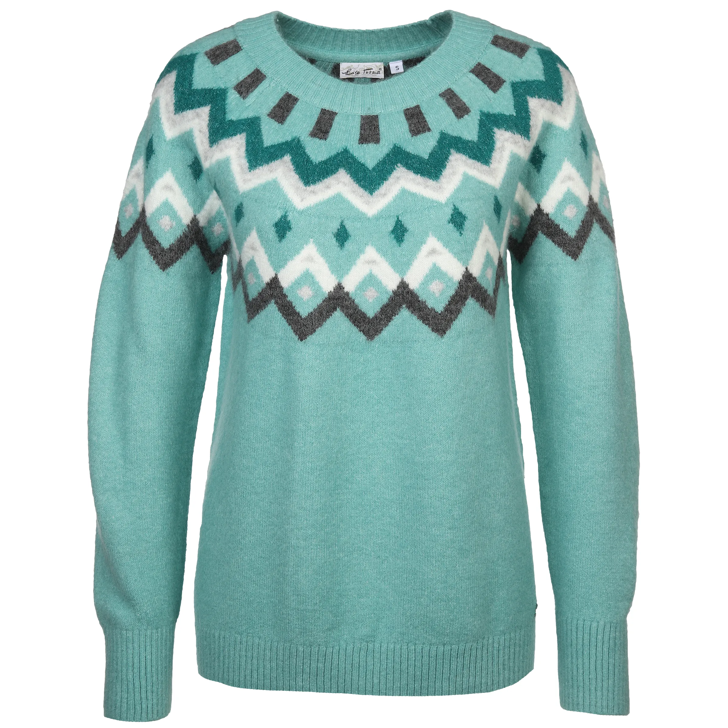 Lisa Tossa Da-Pullover m. Norwegerstrick Türkis 881795 PETROL GEM 1