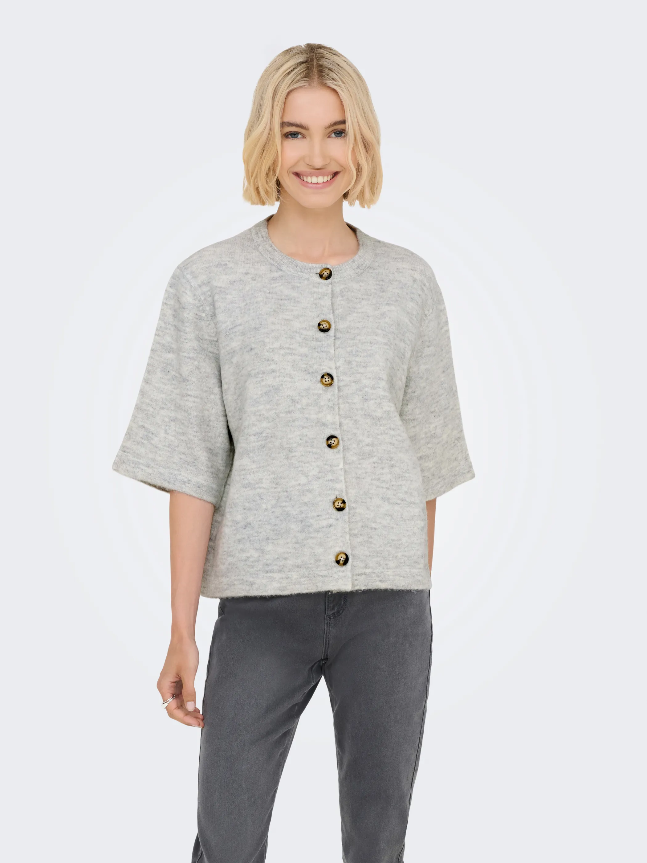 Only 15348772 ONLCAMILLA S/S CARDIG Grau 913028 179073 1