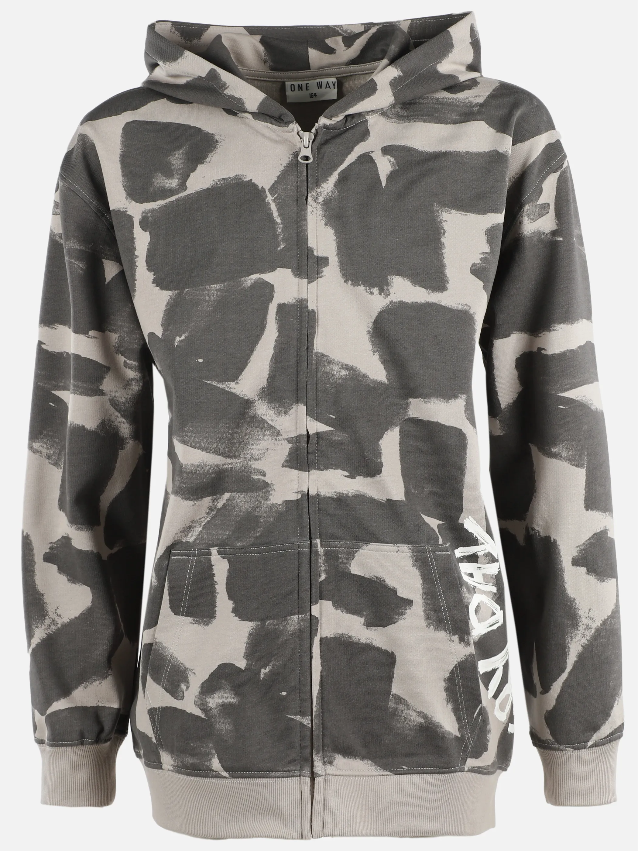 One Way JJ Sweatcardigan mit Kapuze mit AOP in grün/grau Grün 910091 GRÜN 1 One Way JJ Sweatcardigan mit Kapuze mit AOP in grün/grau Grün 910091 GRÜN 1