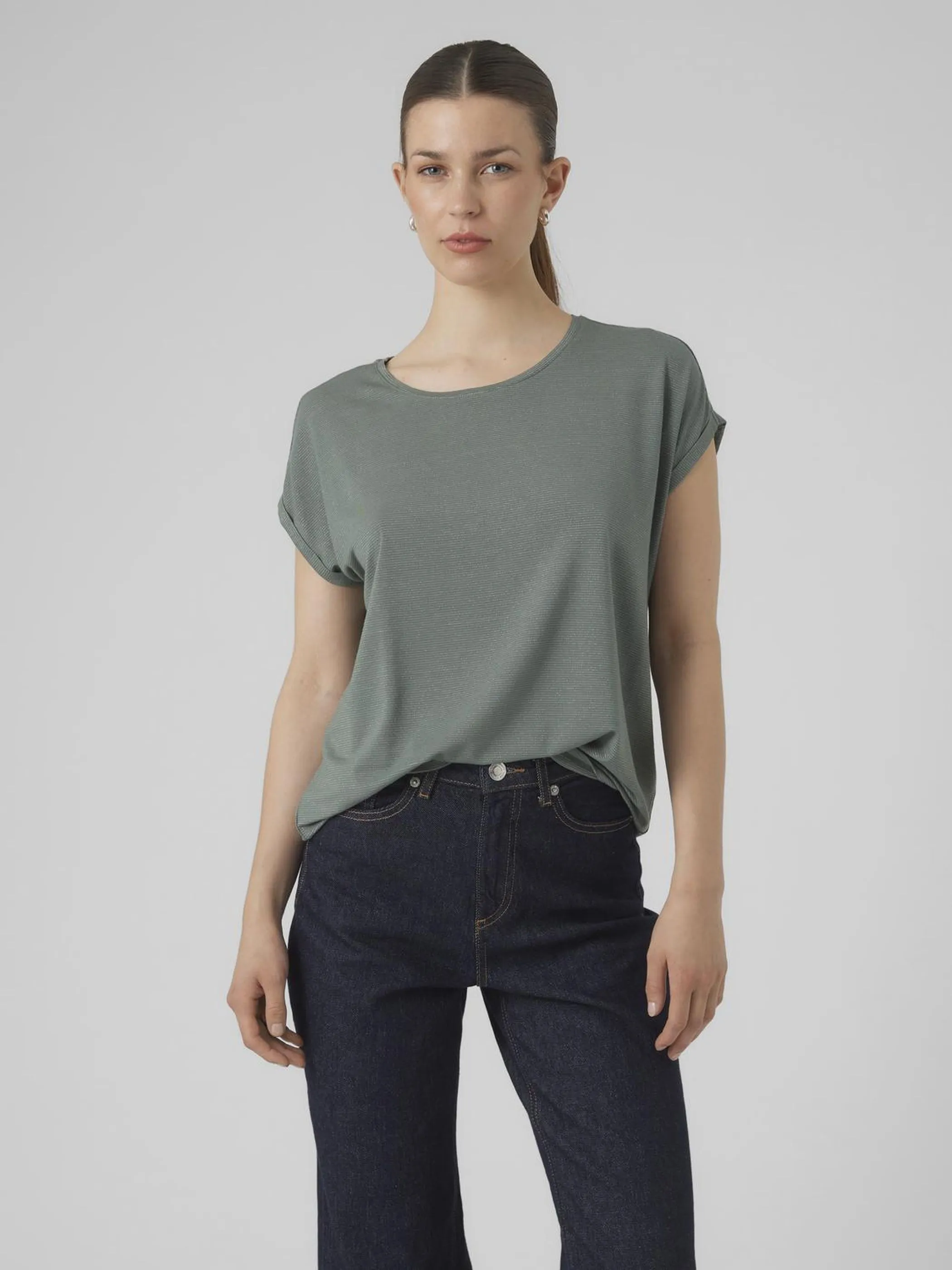 Vero Moda 10250488 VMLAVA GLITTER SS TOP STRIPE Grün 852566 267995003 5