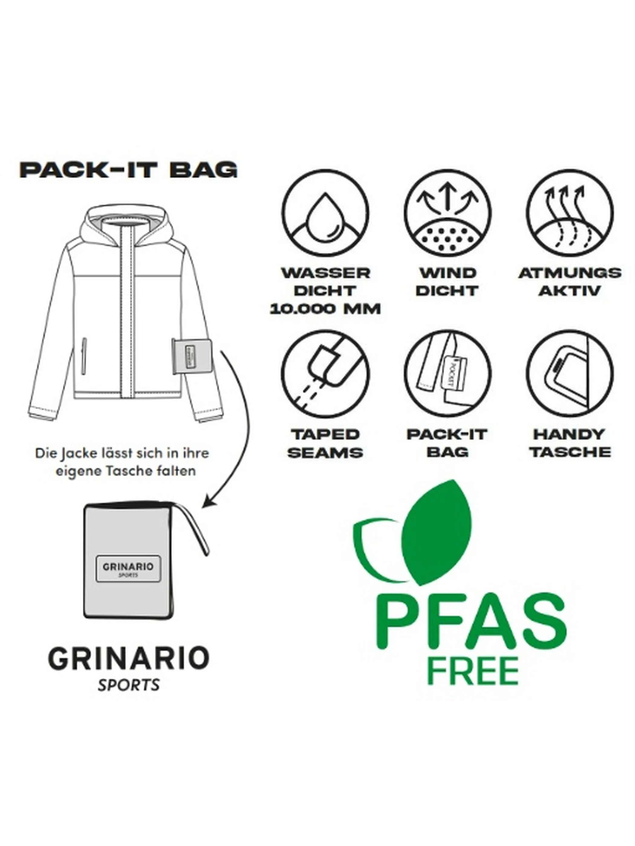 Grinario Sports Da-Regenjacke, m. Packsack Pink 921007 PINK