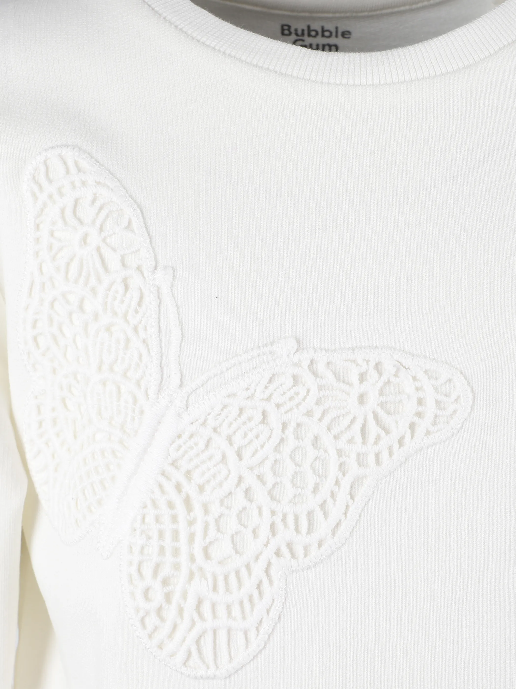 Bubble Gum KM Sweatshirt mit Schmetterlinghäkelei in weiß Weiß 907416 WEIß 3 Bubble Gum KM Sweatshirt mit Schmetterlinghäkelei in weiß Weiß 907416 WEIß 3
