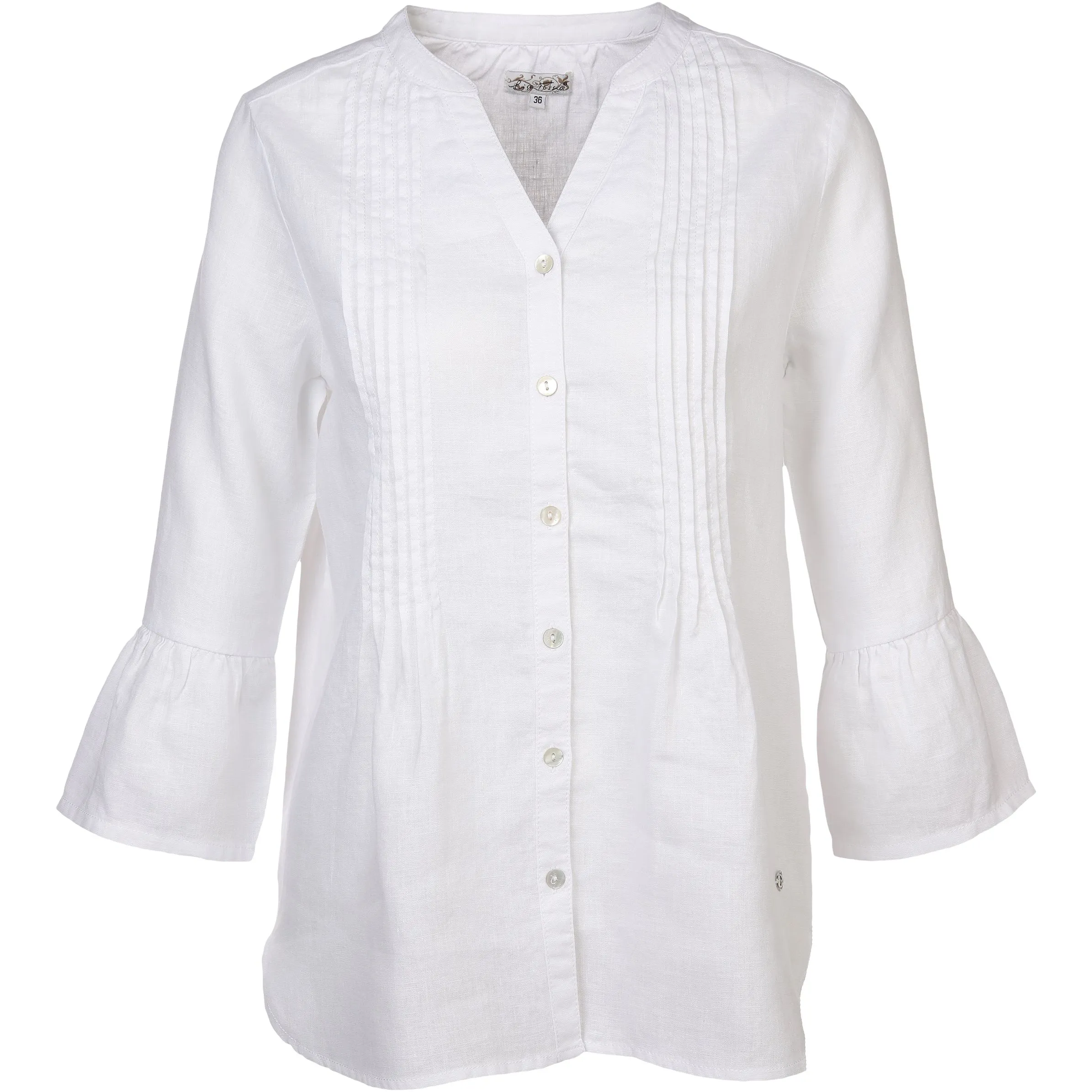 Lisa Tossa Da-Leinenbluse m.3/4 Arm Weiß 877938 WEIß 1