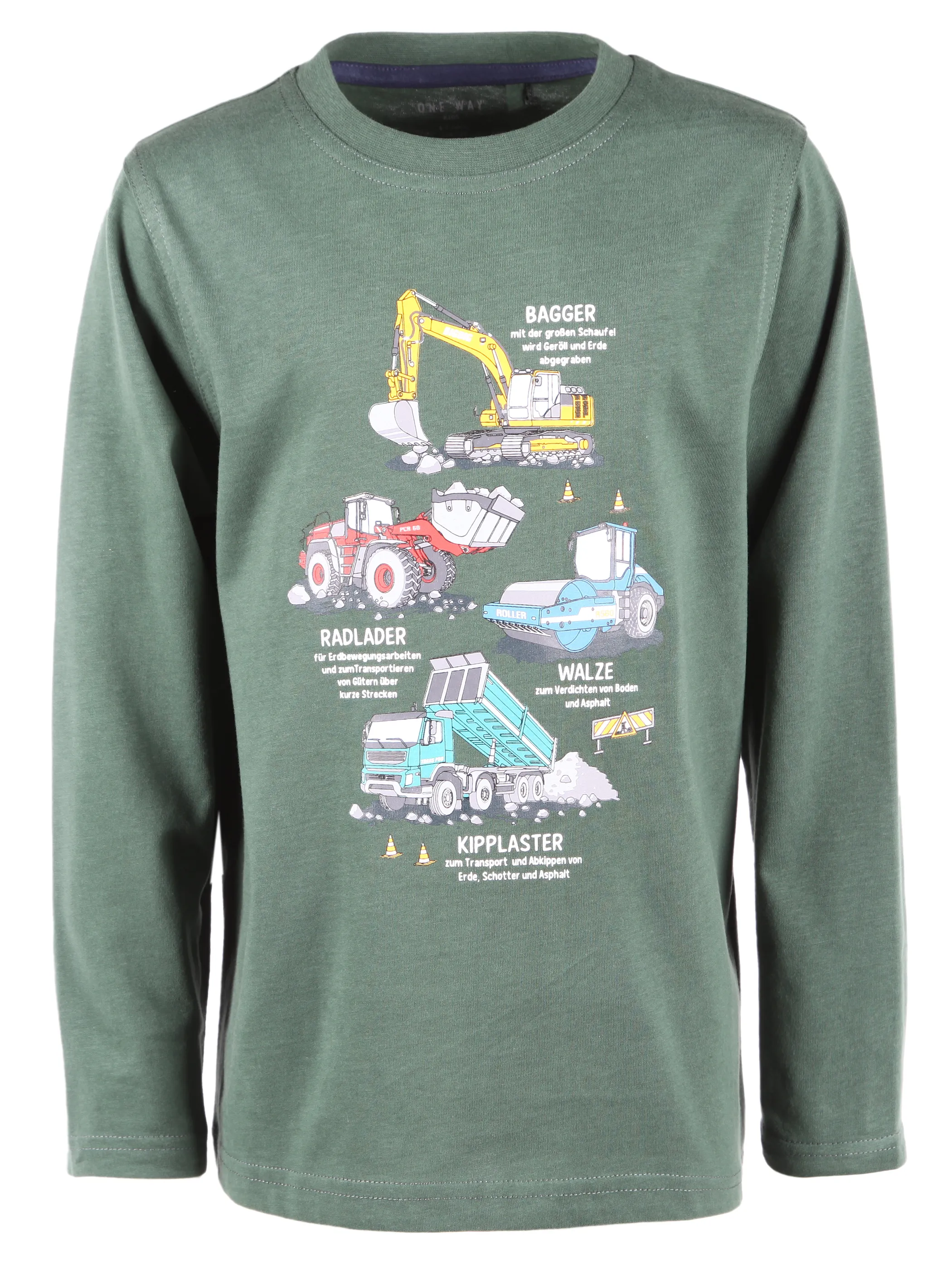 One Way KJ Longsleeve mit Bagger Print in grün Grün 913464 GRÜN 1
