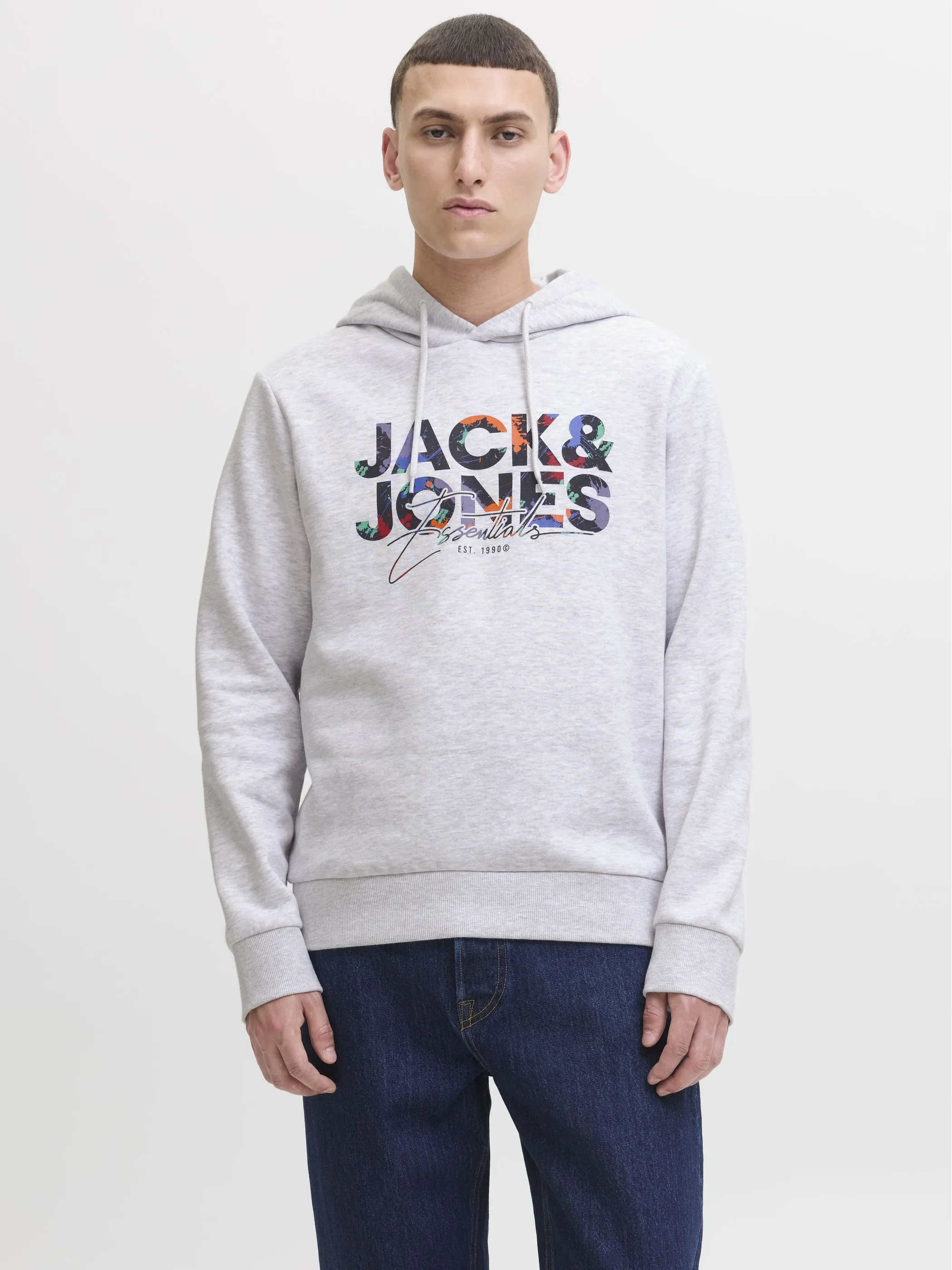 Jack Jones 12279119 JJGEPLAS SWEAT HOOD Weiß 913159 200349 5