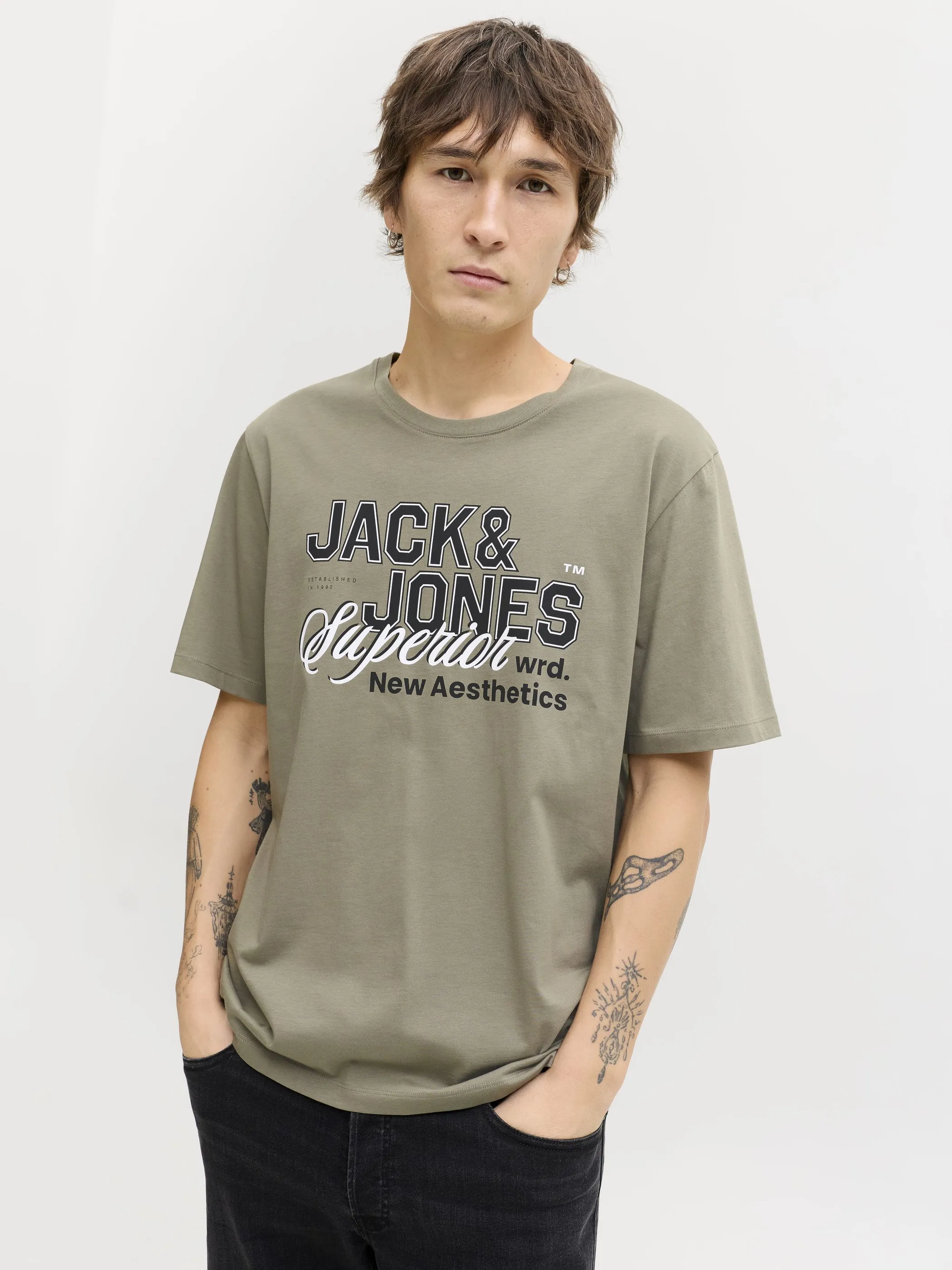 Jack Jones 12288016 JJELOGO TEE SS O-NECK Blau 922267 176725 3