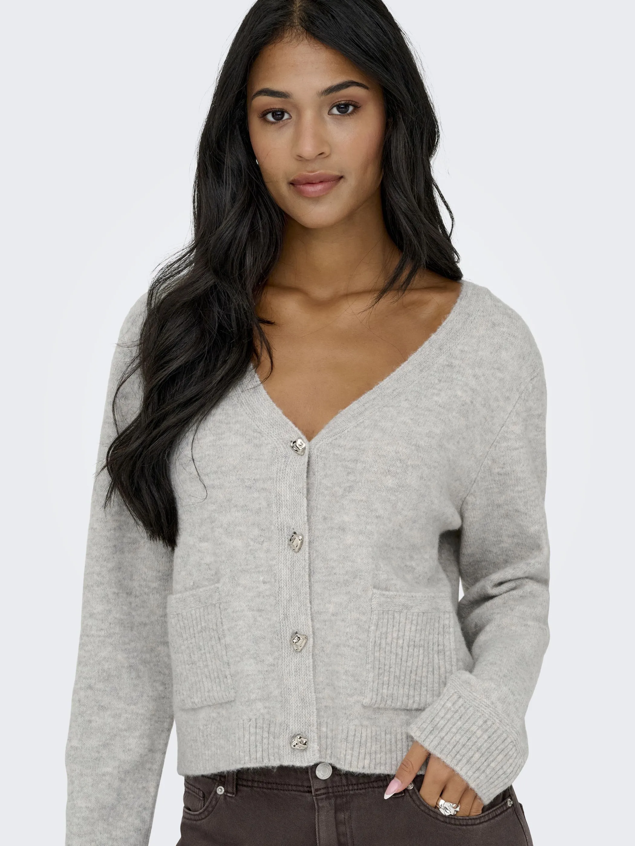 Only 15361084 ONLRENE LIFE LS CARDI Grau 920962 179073001 3