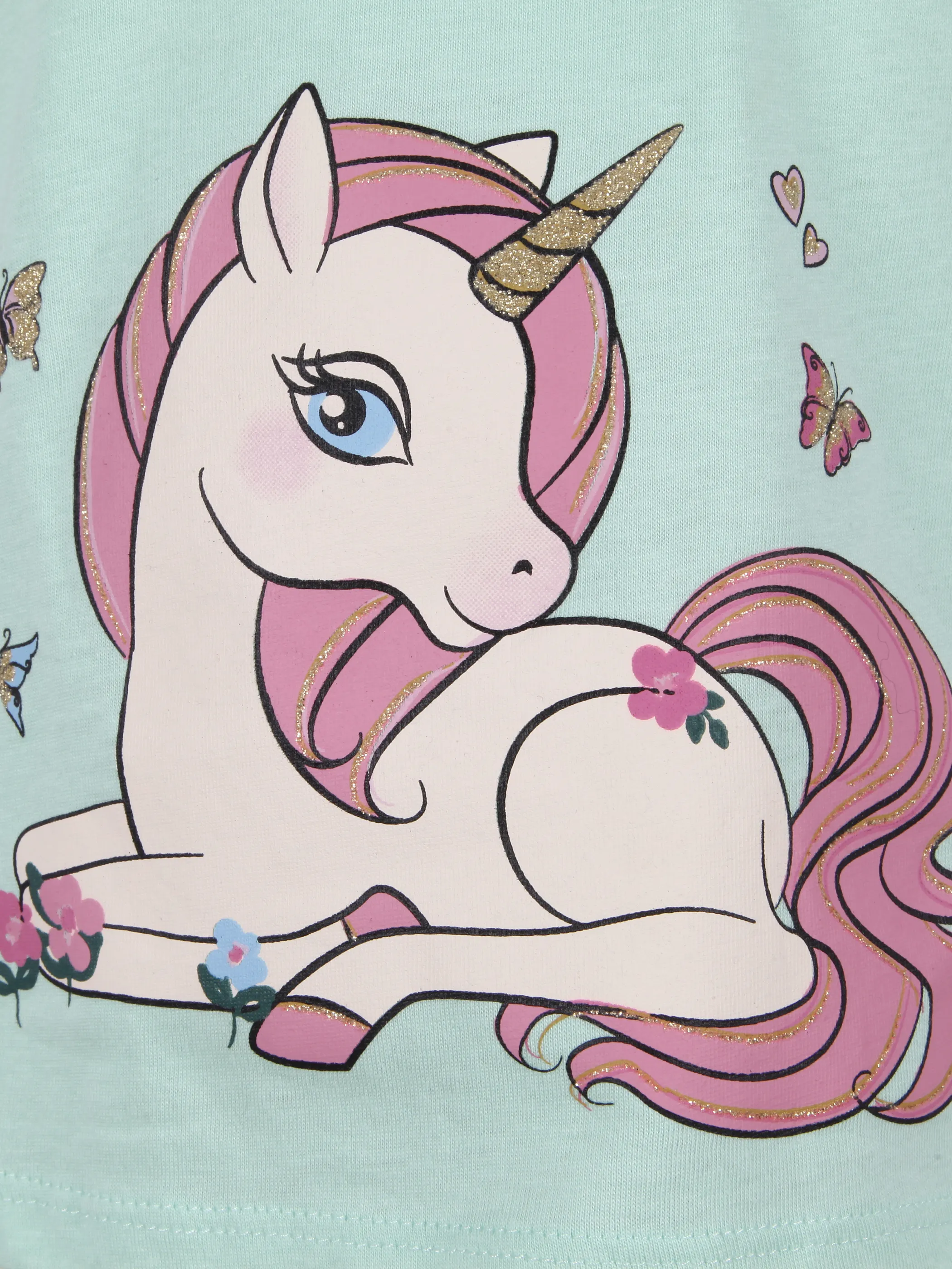 One Way MG 2pcs Pack T-Shirt Blumen-AOP u. Einhorn Print Grün 921611 GRÜN/WEIß 4