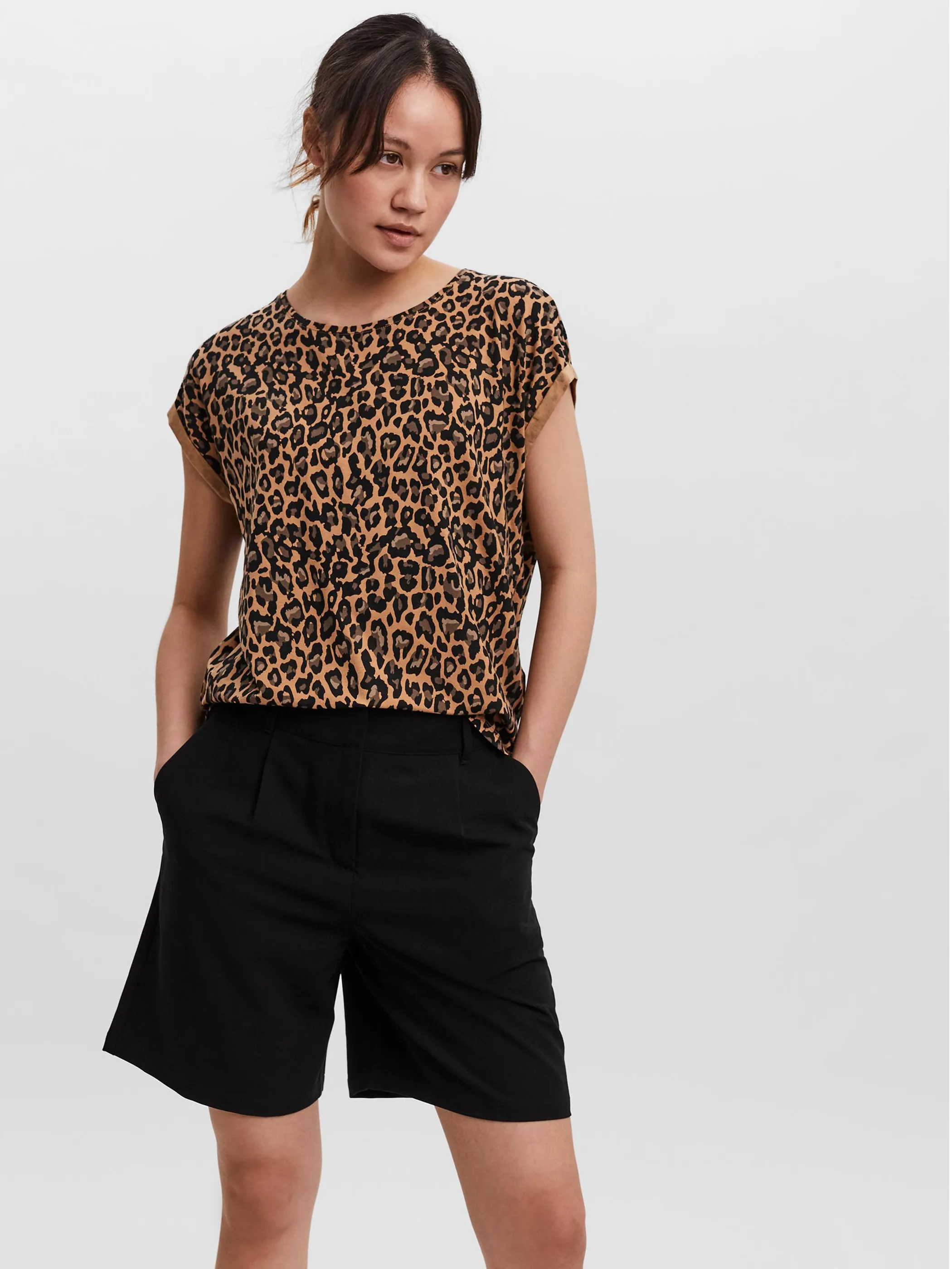Vero Moda 10214302 VMAVA PLAIN SS TOP MU Braun 842557 195898047 3