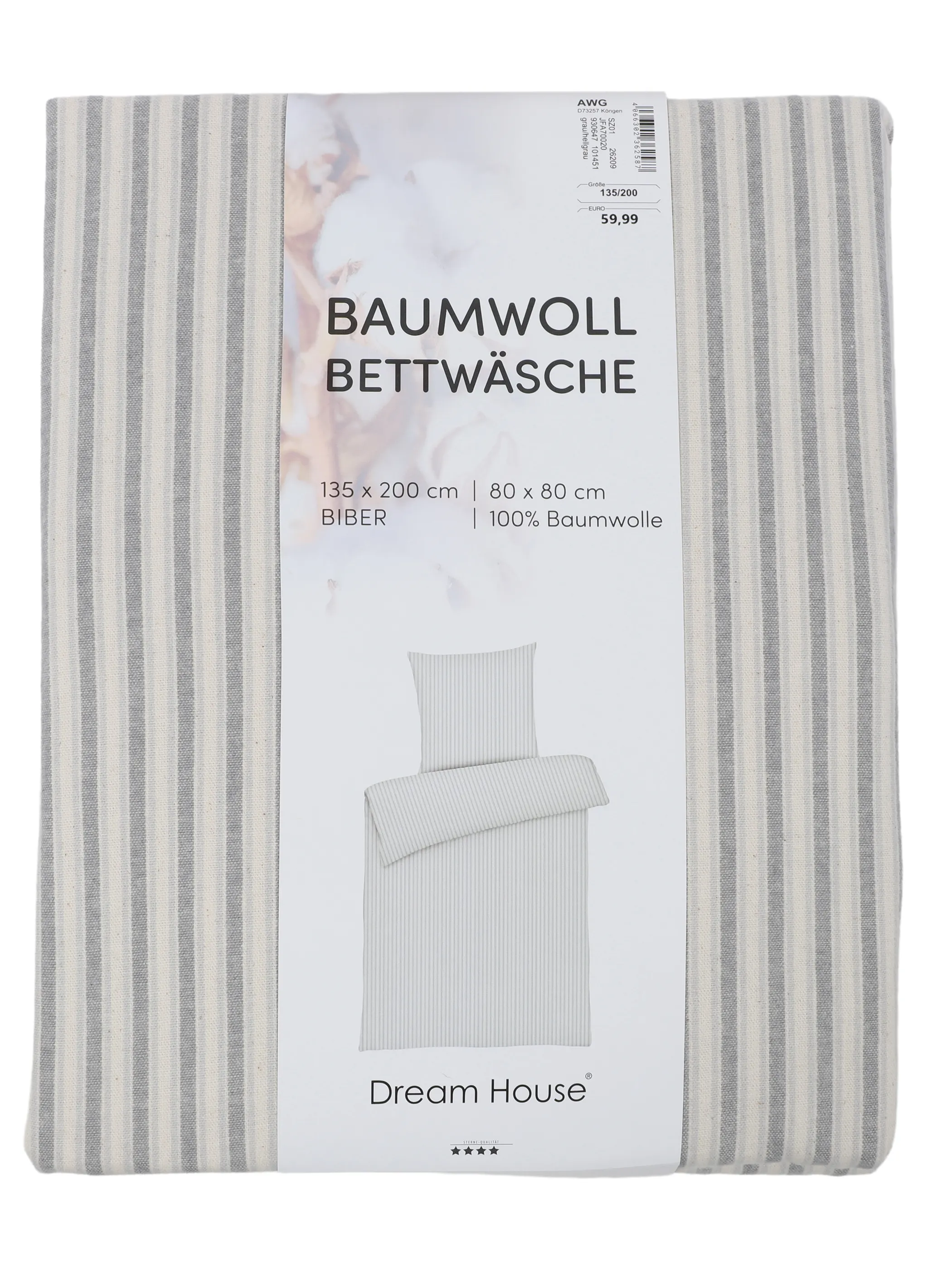Dream House Biber Wendebettwäsche Grau 930651 GRAU 2