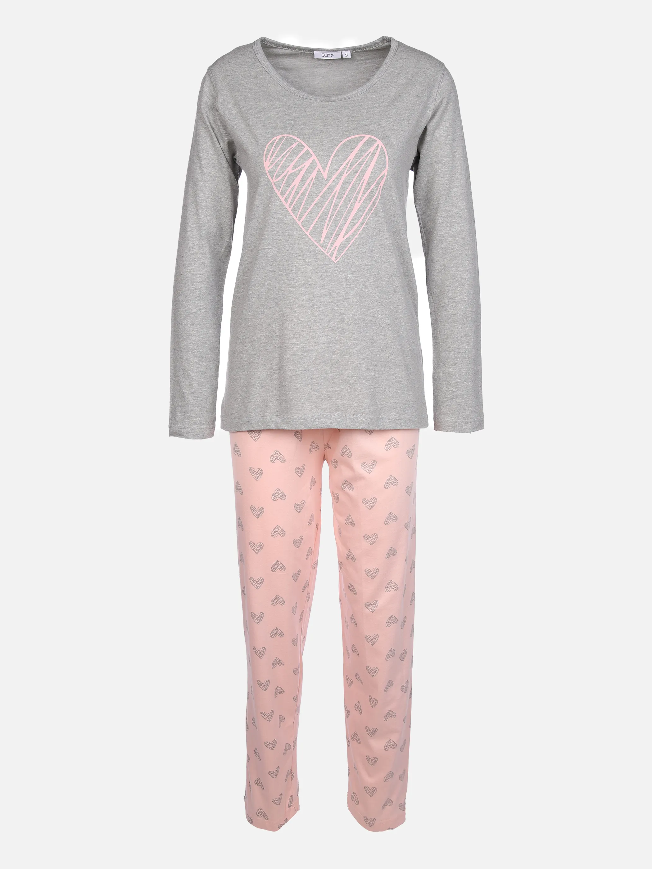 Sure Da. Pyjama AOP Print Grau 858423 GRAU/ROSE 1