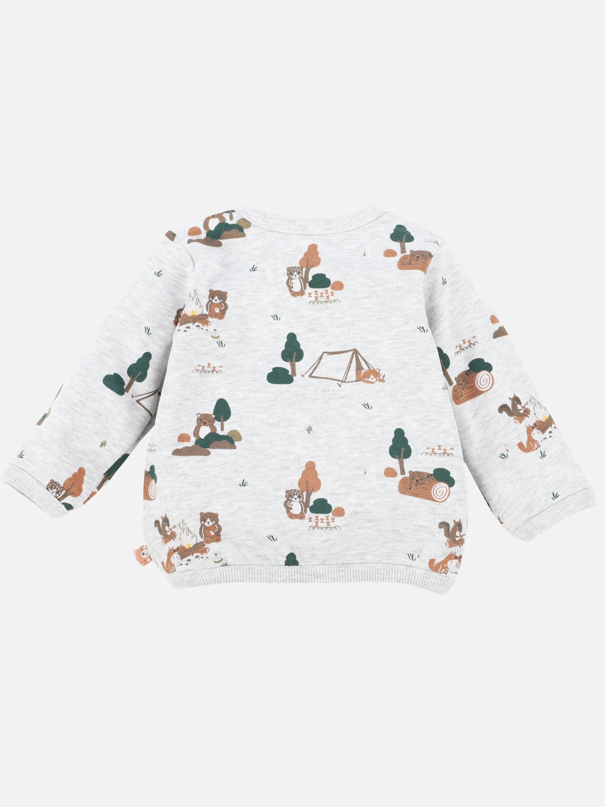 Bubble Gum Baby Jungen Sweatshirt grau mel. mit Waldtier AOP Grau 898710 GRAU MEL. 2