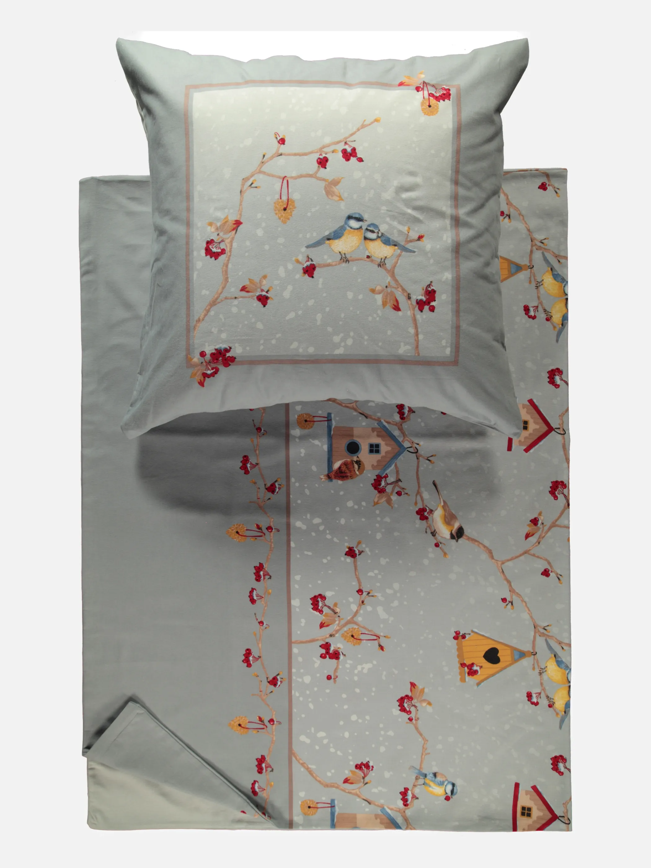 Kaeppel Design Biberbettwäsche Snow Birds 135 Blau 829246 TAUBE 1