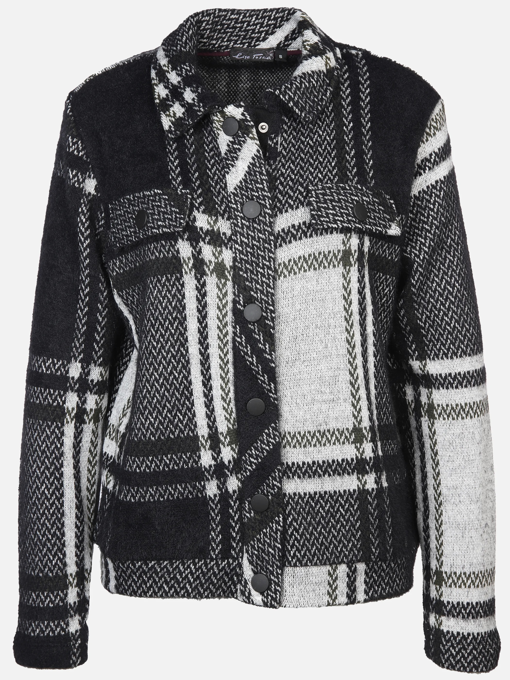 Lisa Tossa Da-Jacquard-Cardigan Schwarz 900231 SW/GRAU 1 Lisa Tossa Da-Jacquard-Cardigan Schwarz 900231 SW/GRAU 1