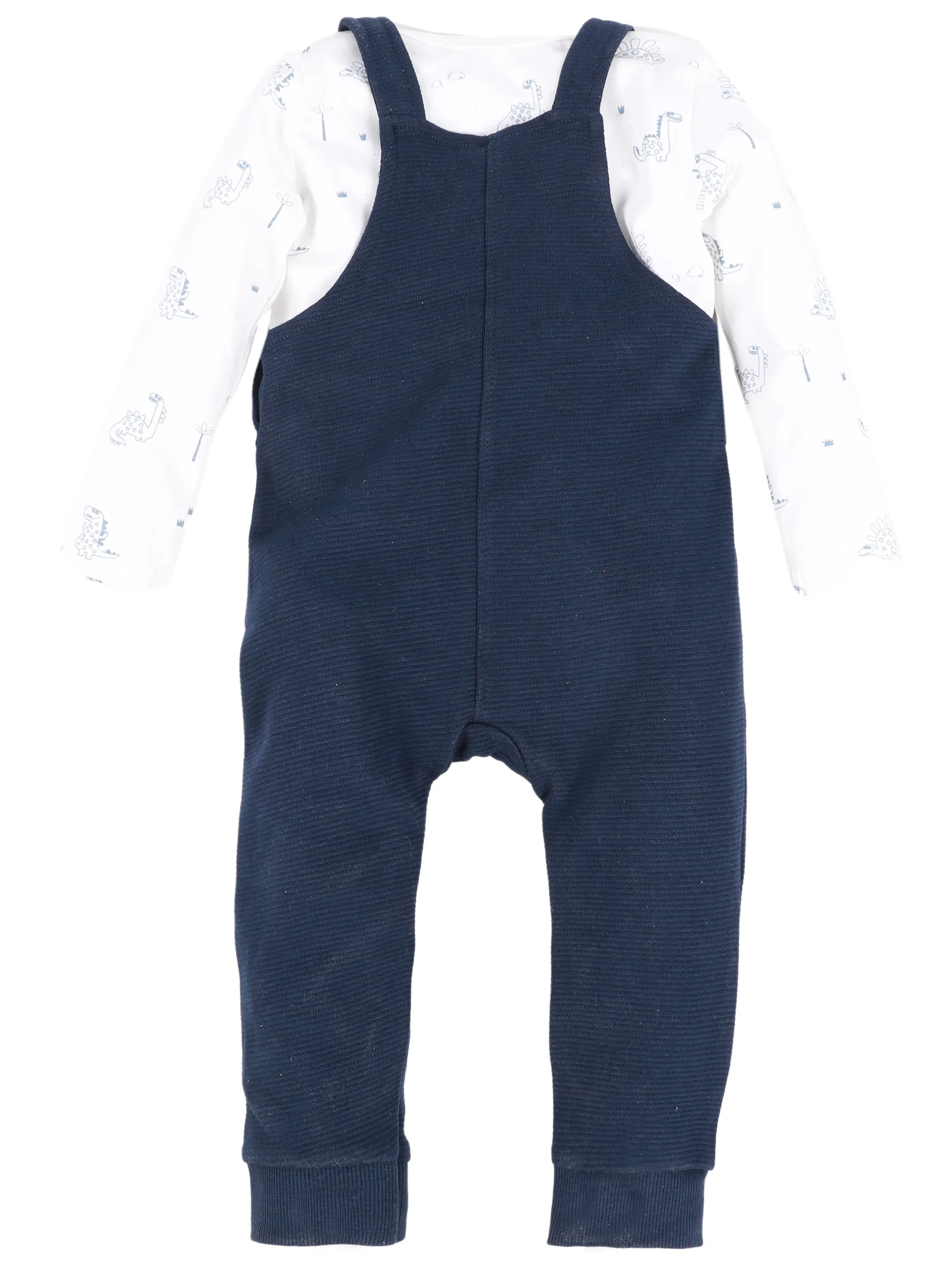 Bubble Gum BJ 2 pcs Set Strampler mit Dino Print in weis/blau Blau 913432 WEIß-BLAU 2