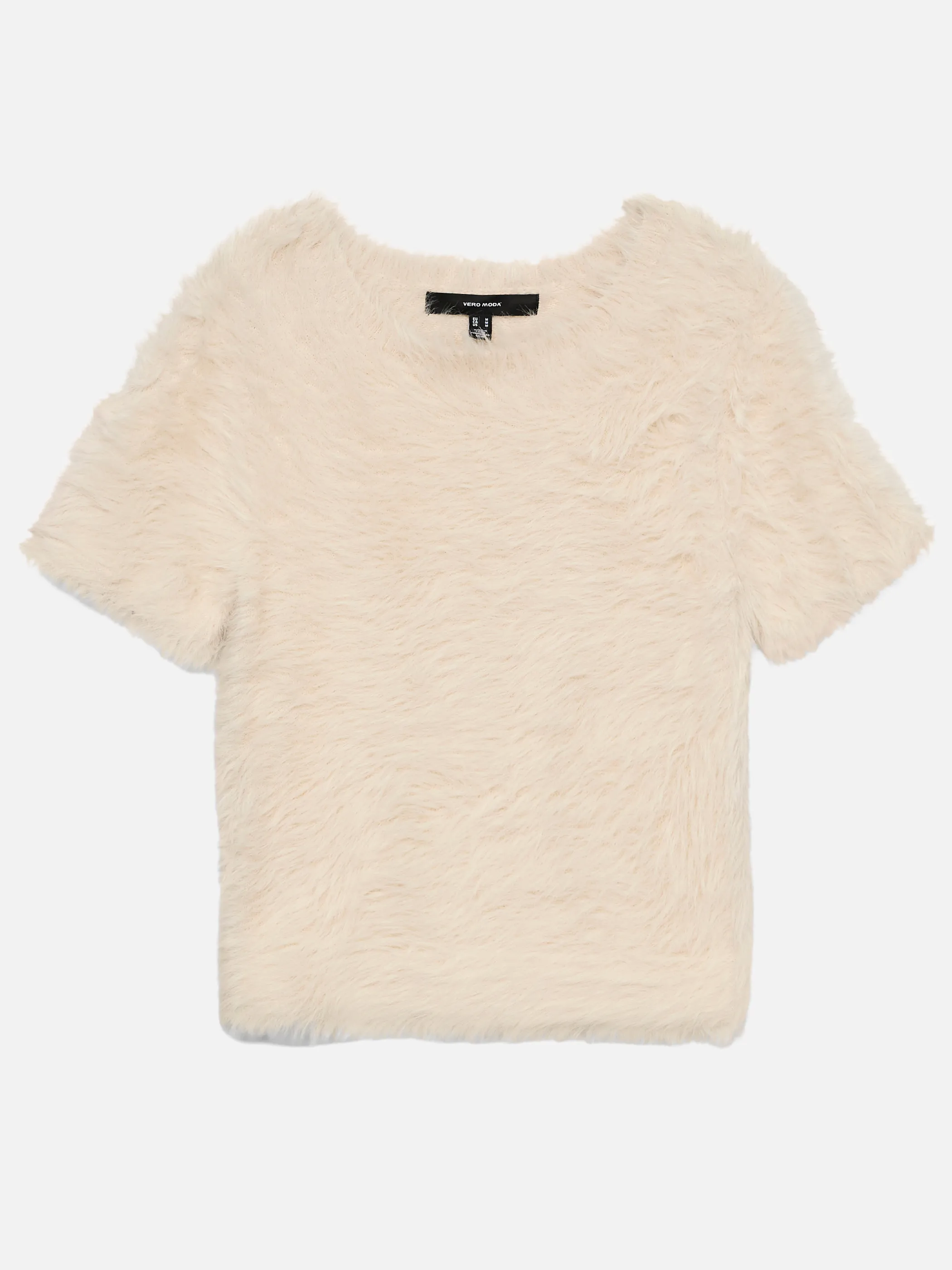 Vero Moda 10336640 VMFLUFFY SS O-NECK PU Beige 918037 222913 1