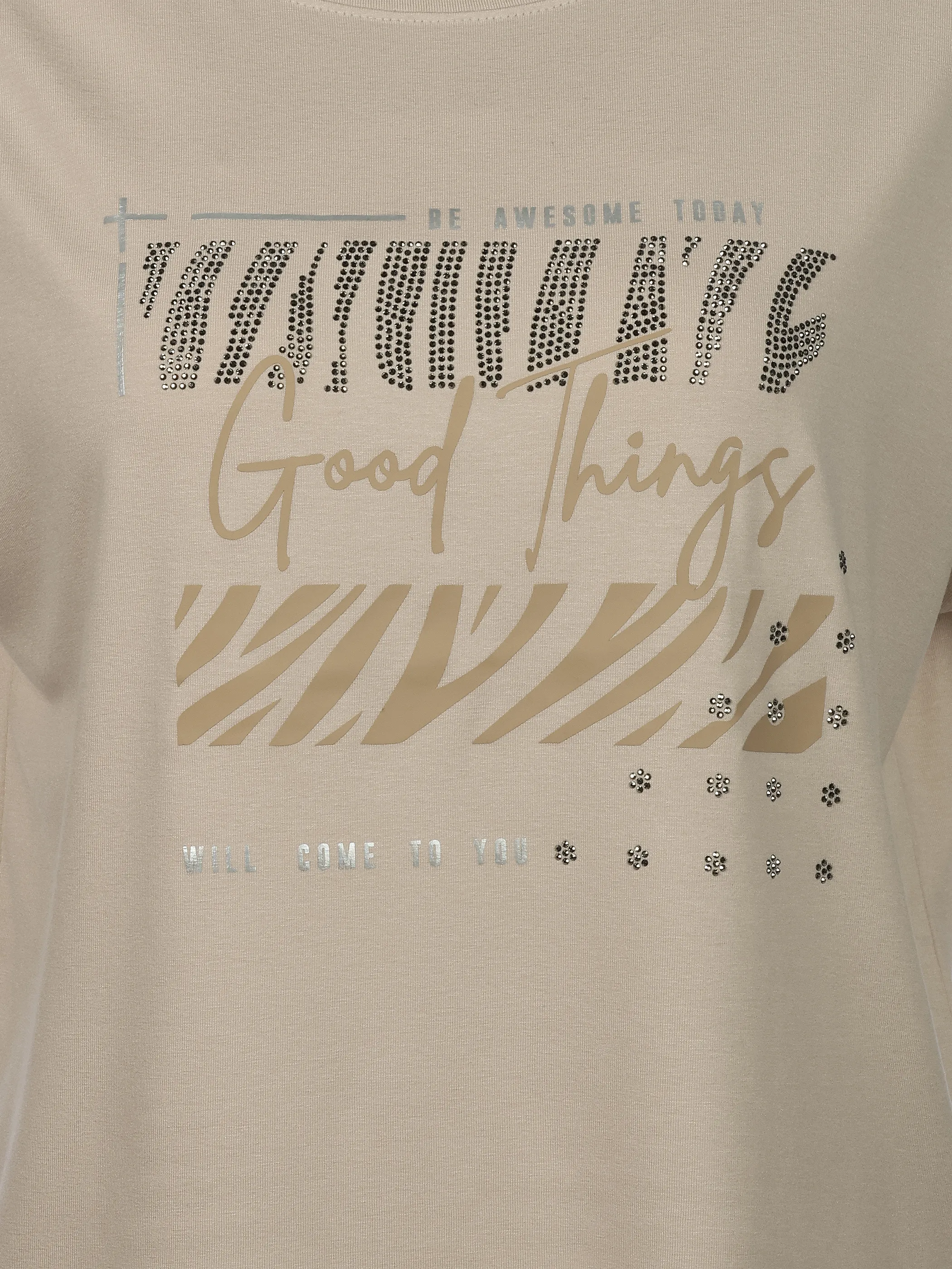 Lisa Tossa Da-Viskose Shirt m. Frontprint Beige 924862 FRENCH 3