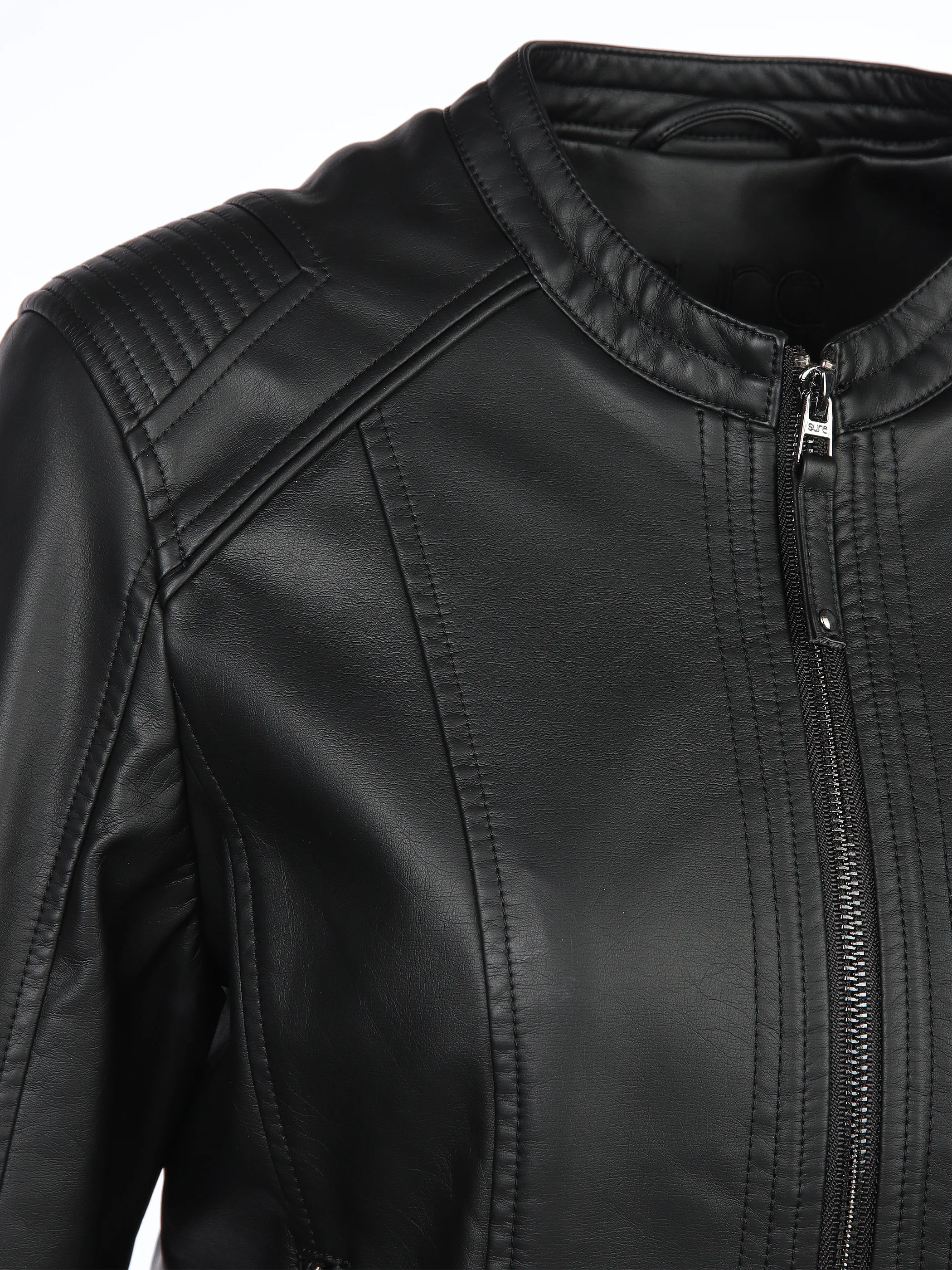 Sure Da-Kunstlederjacke m. Stehkrag Schwarz 904273 SCHWARZ 4