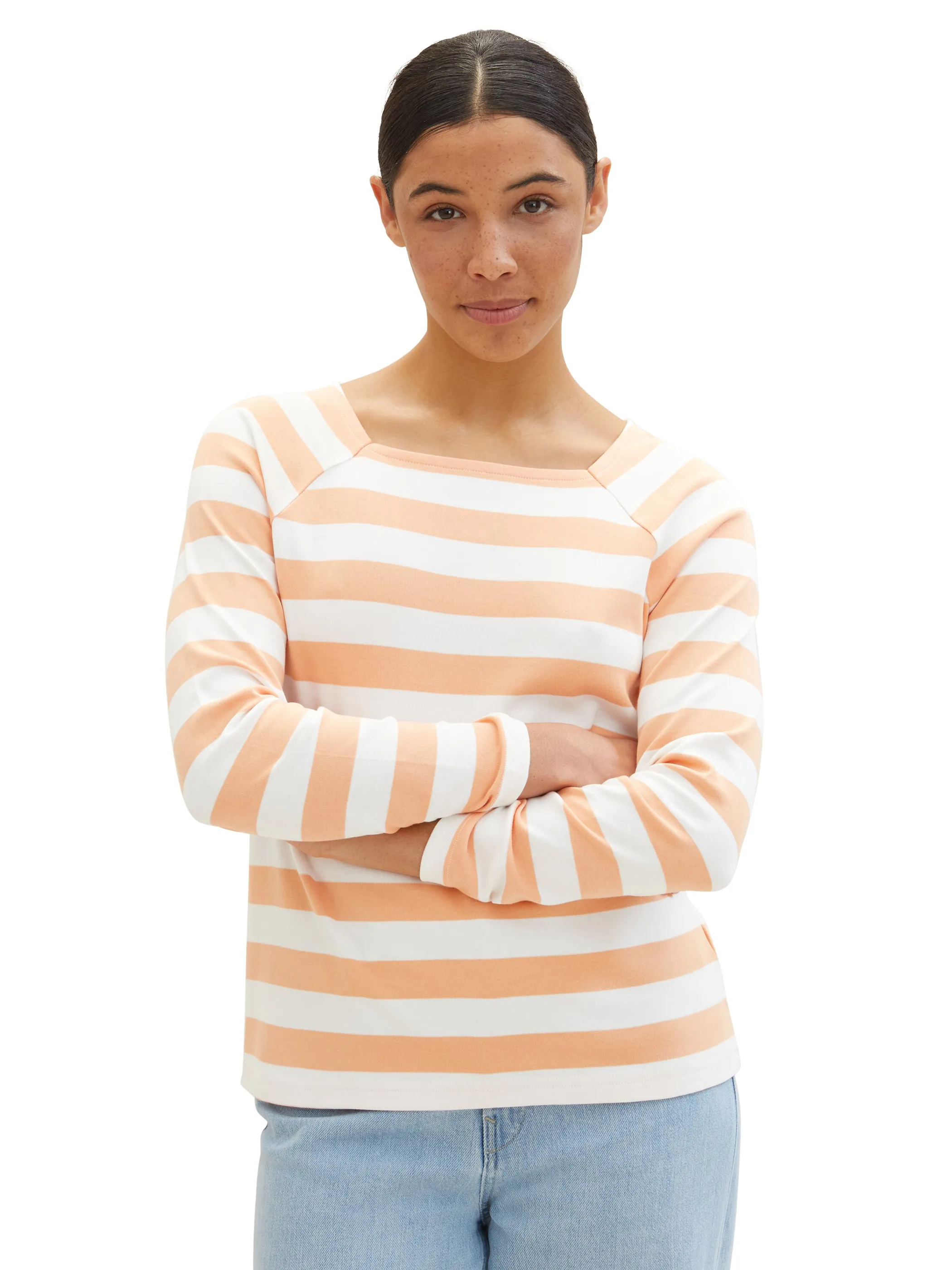 Tom Tailor 1040557 T-shirt stripe carrŽ® Orange 890595 34763 3