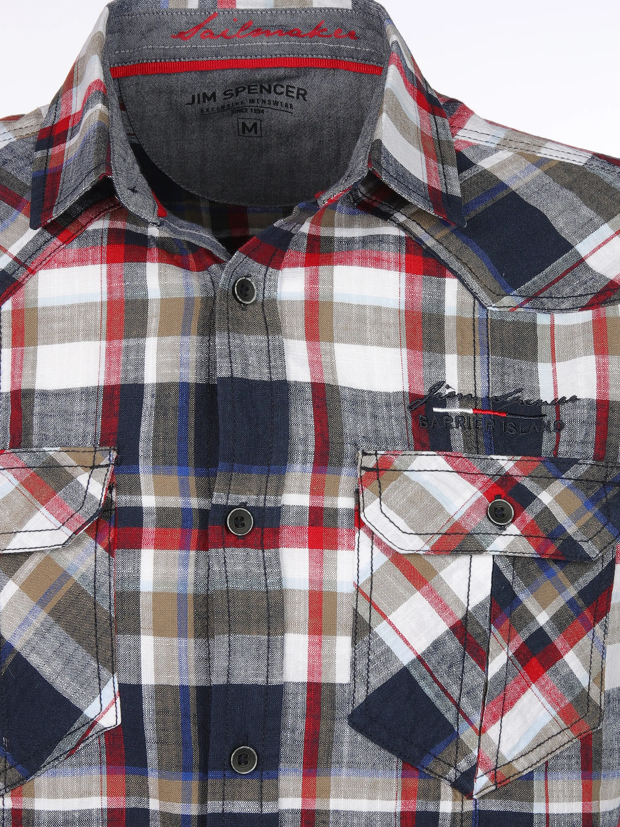Jim Spencer He. Freizeithemd 1/2 Arm slub Blau 906578 NAVY/RED 3 Jim Spencer He. Freizeithemd 1/2 Arm slub Blau 906578 NAVY/RED 3
