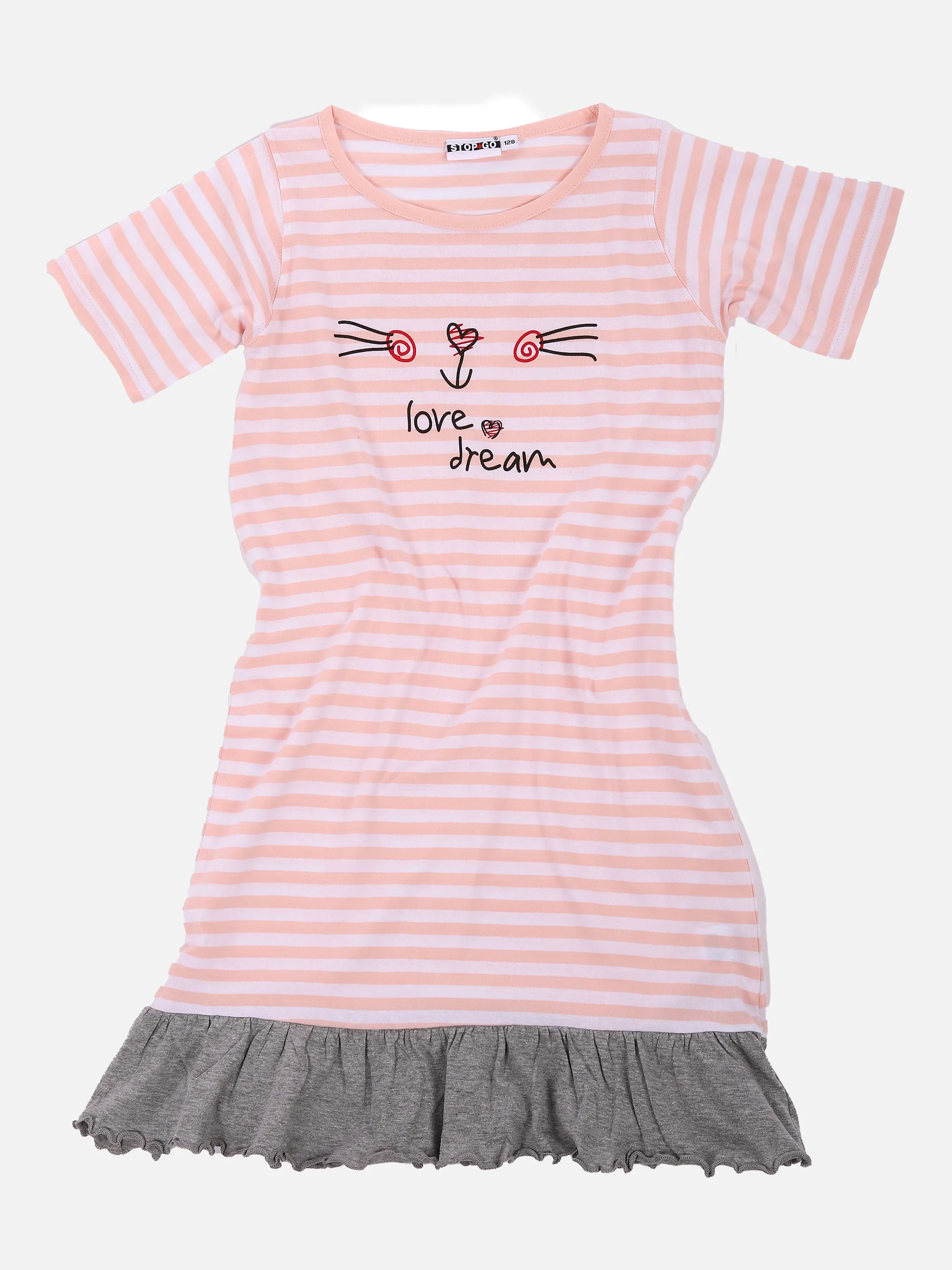 Stop + Go Md. Nchthemd Love 1/2 Arm + Vo Rosa 851065 LT ROSE/GR 1