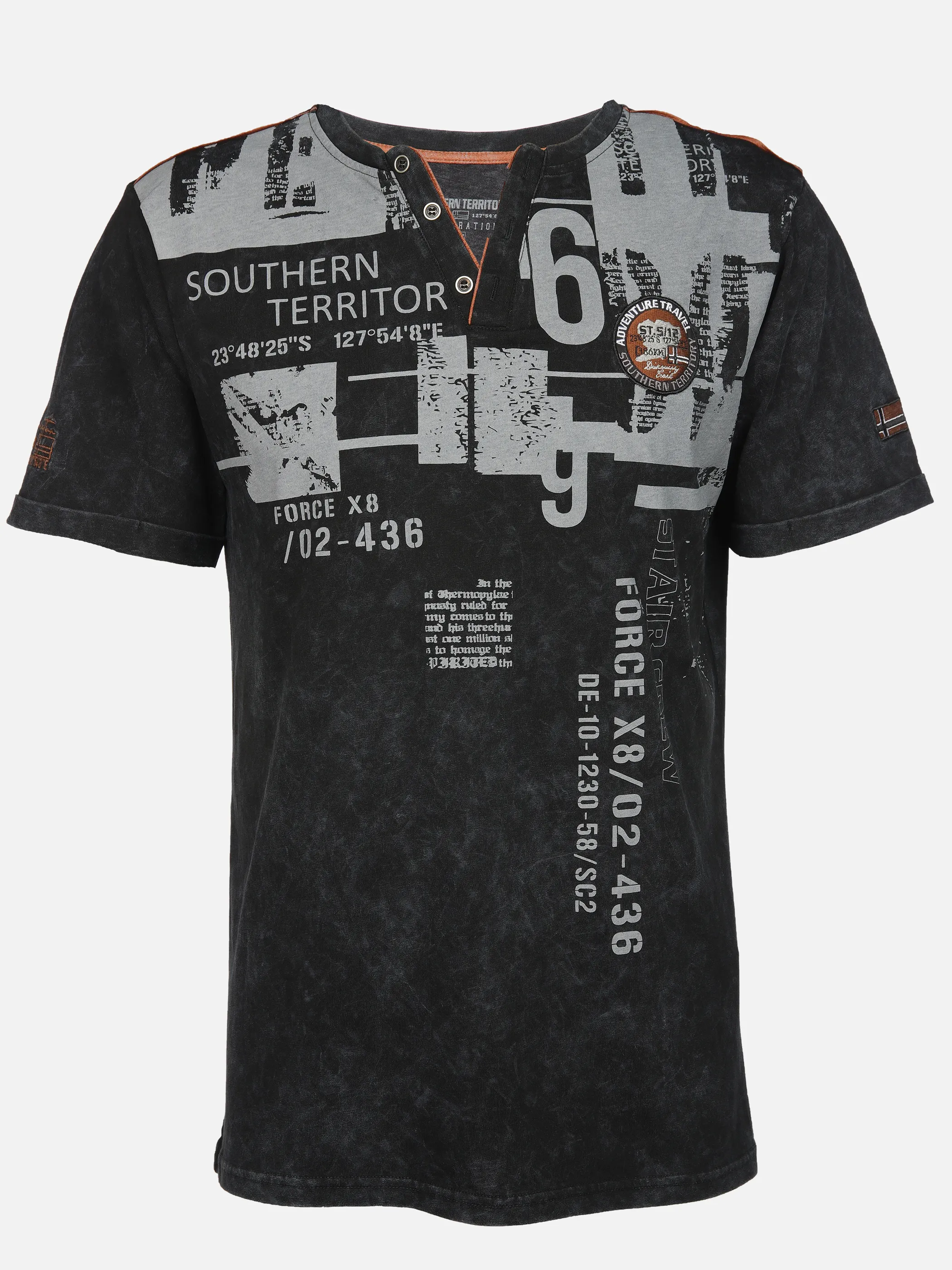Southern Territory He. Henleyshirt 1/2 Arm alloverprint Schwarz 910641 SCHWARZ 1