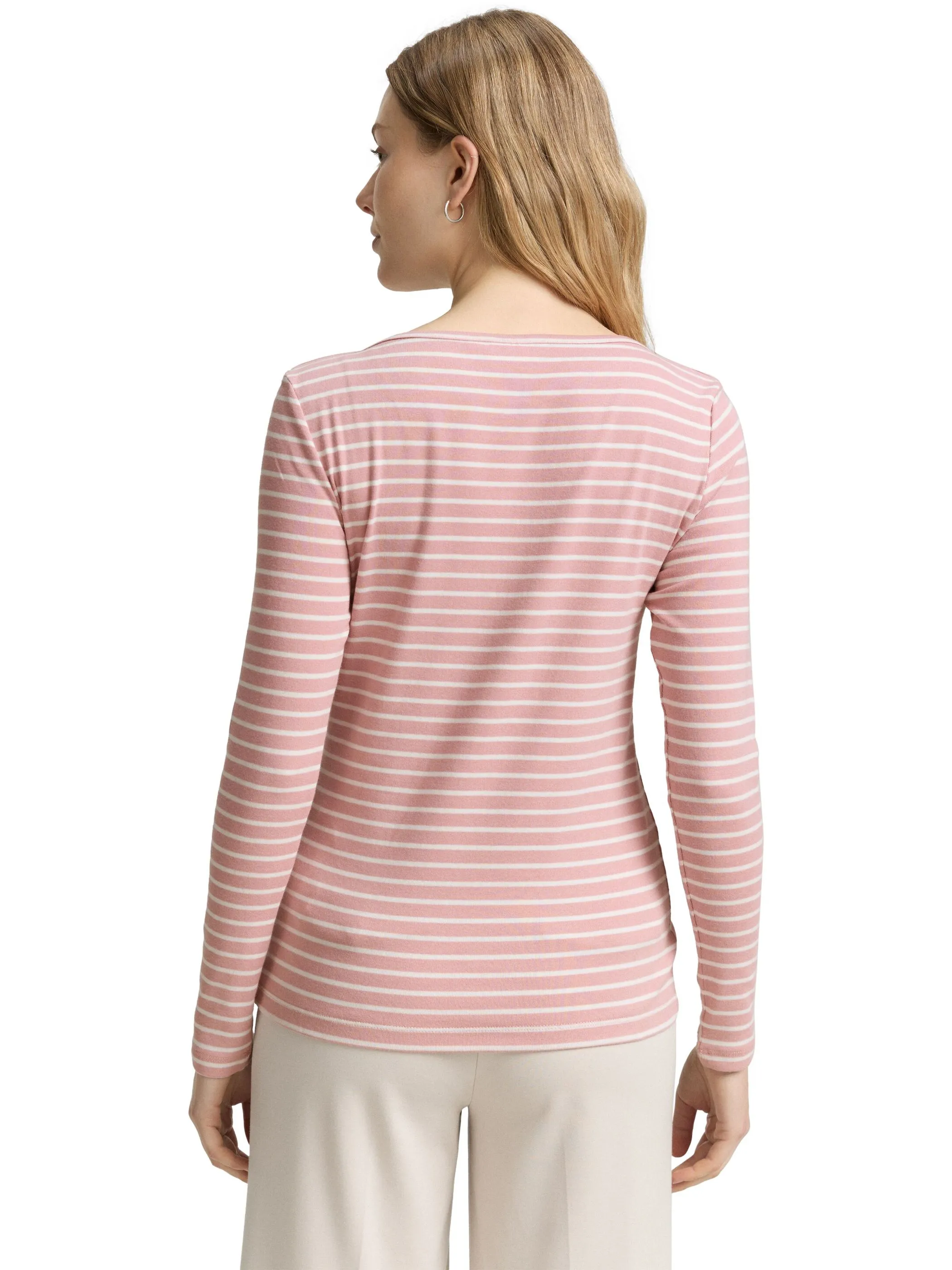 Tom Tailor 1047730 NOS T-shirt striped boatneck Rosa 914537 38586 2