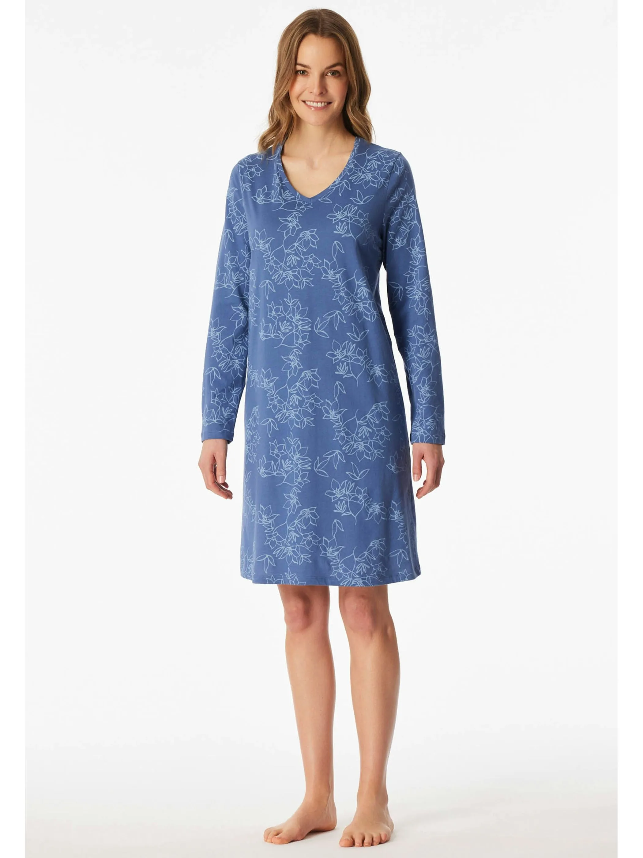 UNCOVER by Schiesser 182851 Sleepshirt 1/1 Arm, 95c Blau 914231 899 4