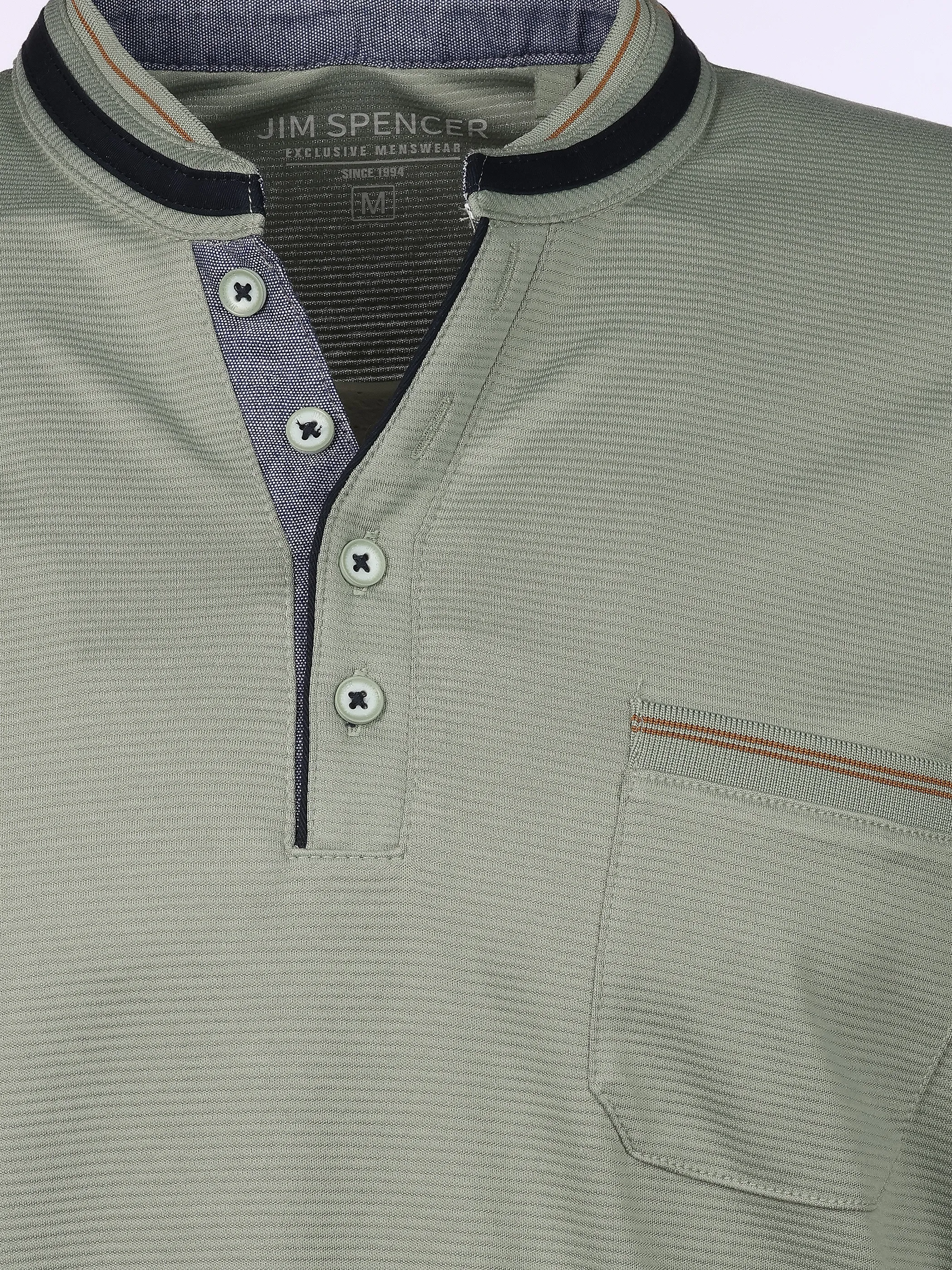 Jim Spencer He. Henleyshirt 1/2 Arm Premium Grün 922565 MINT 3