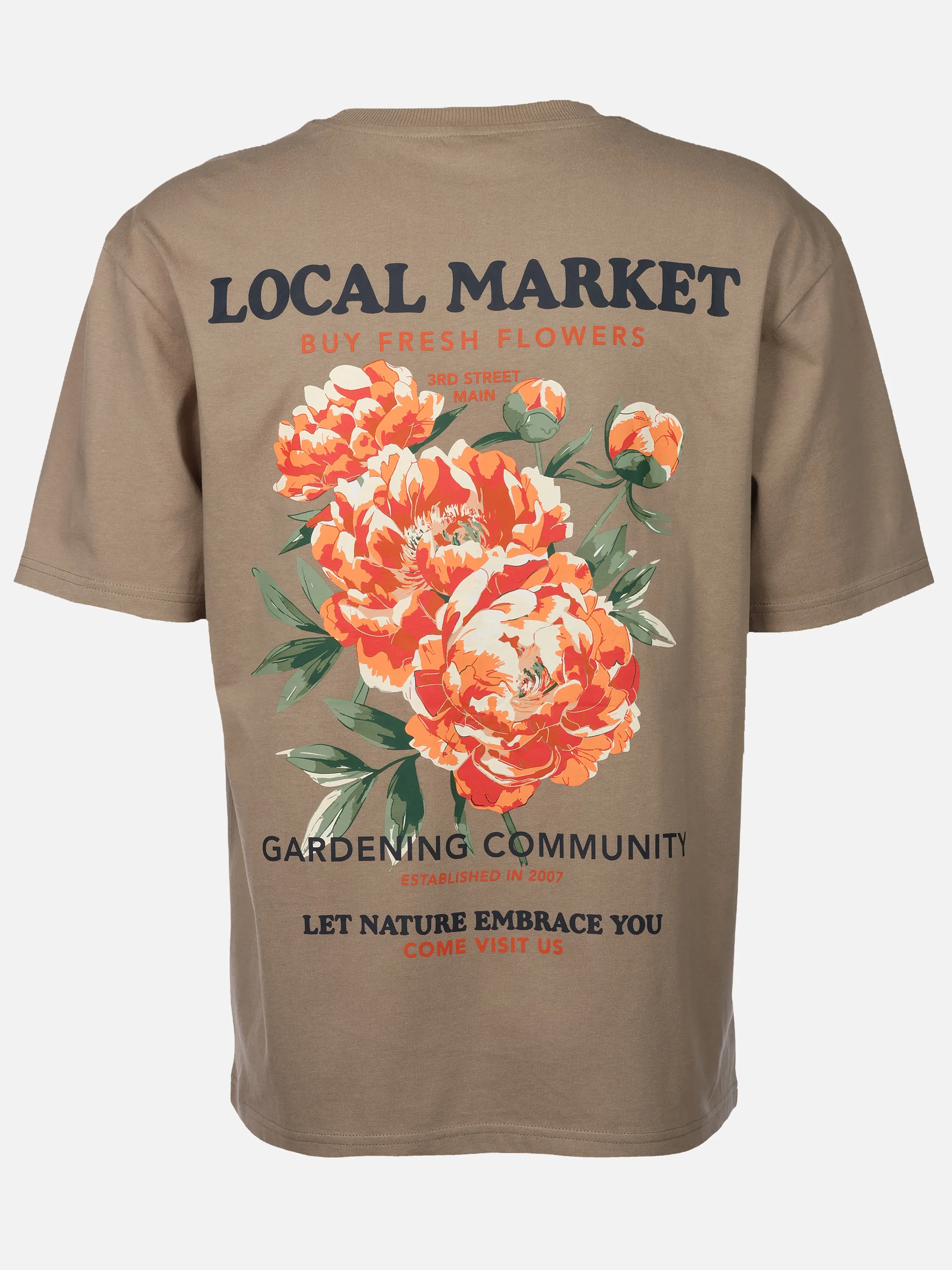 IX-O H12078M22616AAWG YF He-T-Shirt mit Graphic Print Beige 925919 20400 2