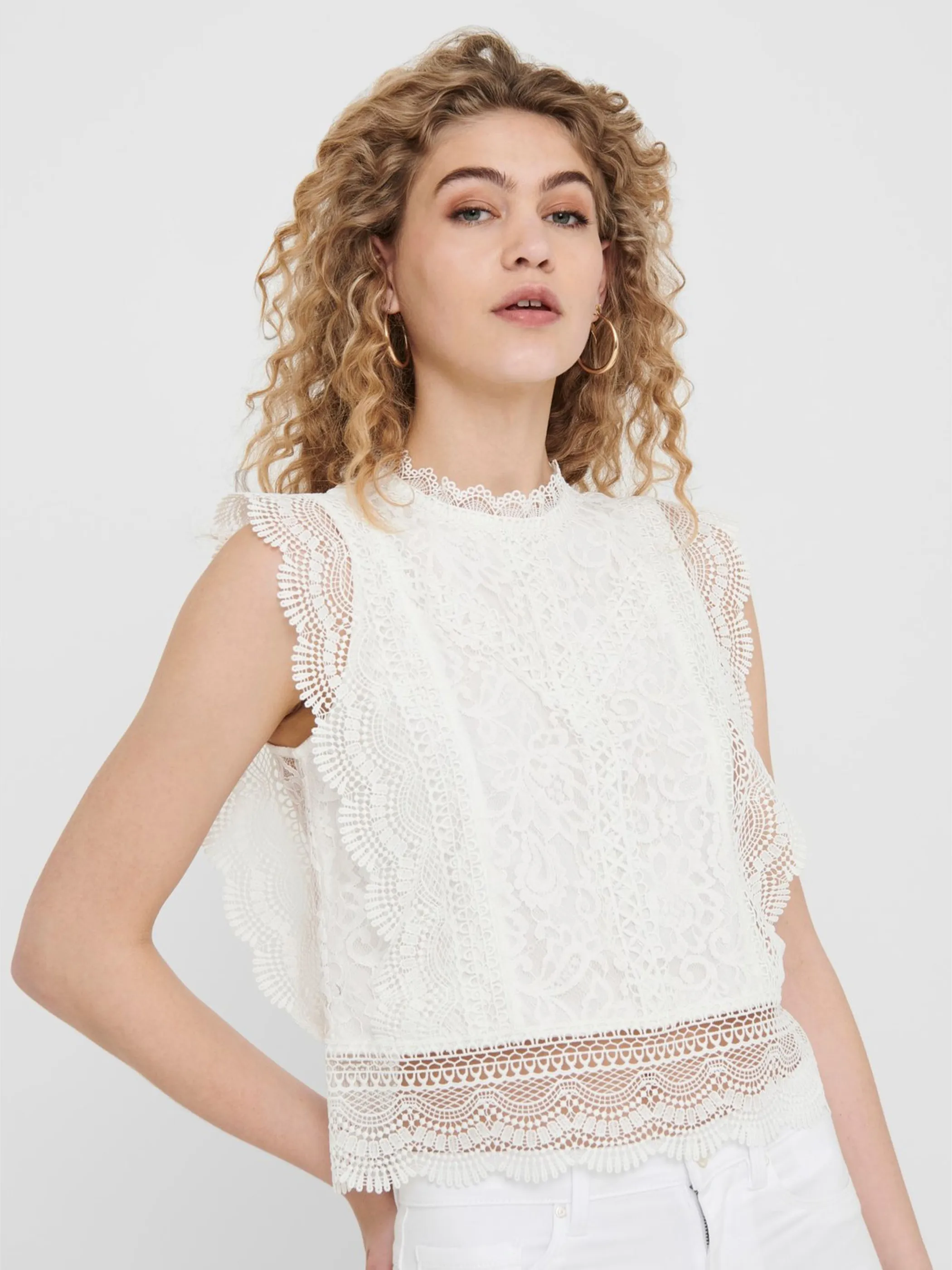 Only 15204604 ONLKARO S/L LACE TOP Weiß 834766 177922 5
