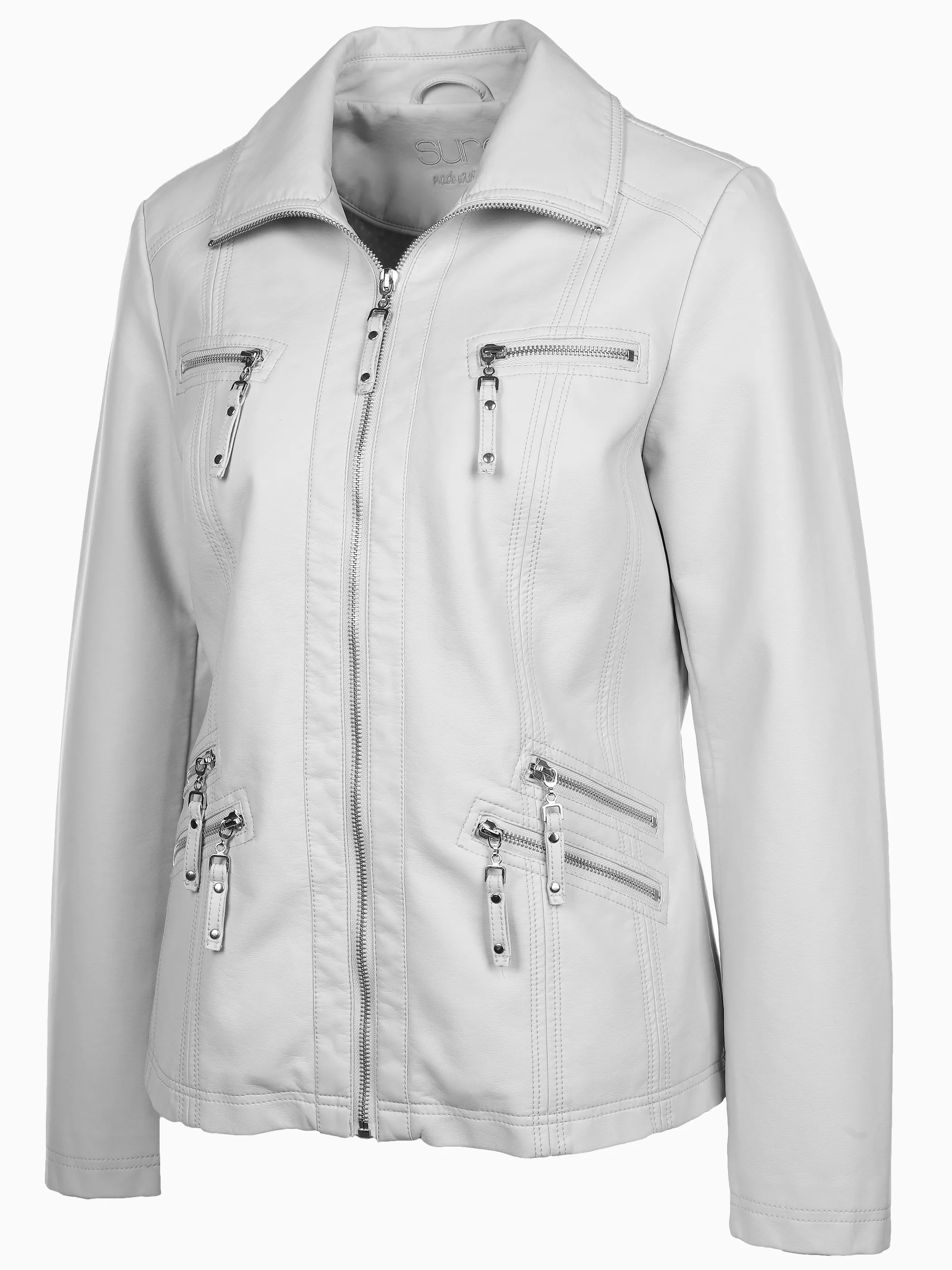 Sure Da-Bikerjacke in Lederimmitat Weiß 872226 OFFWHITE 3