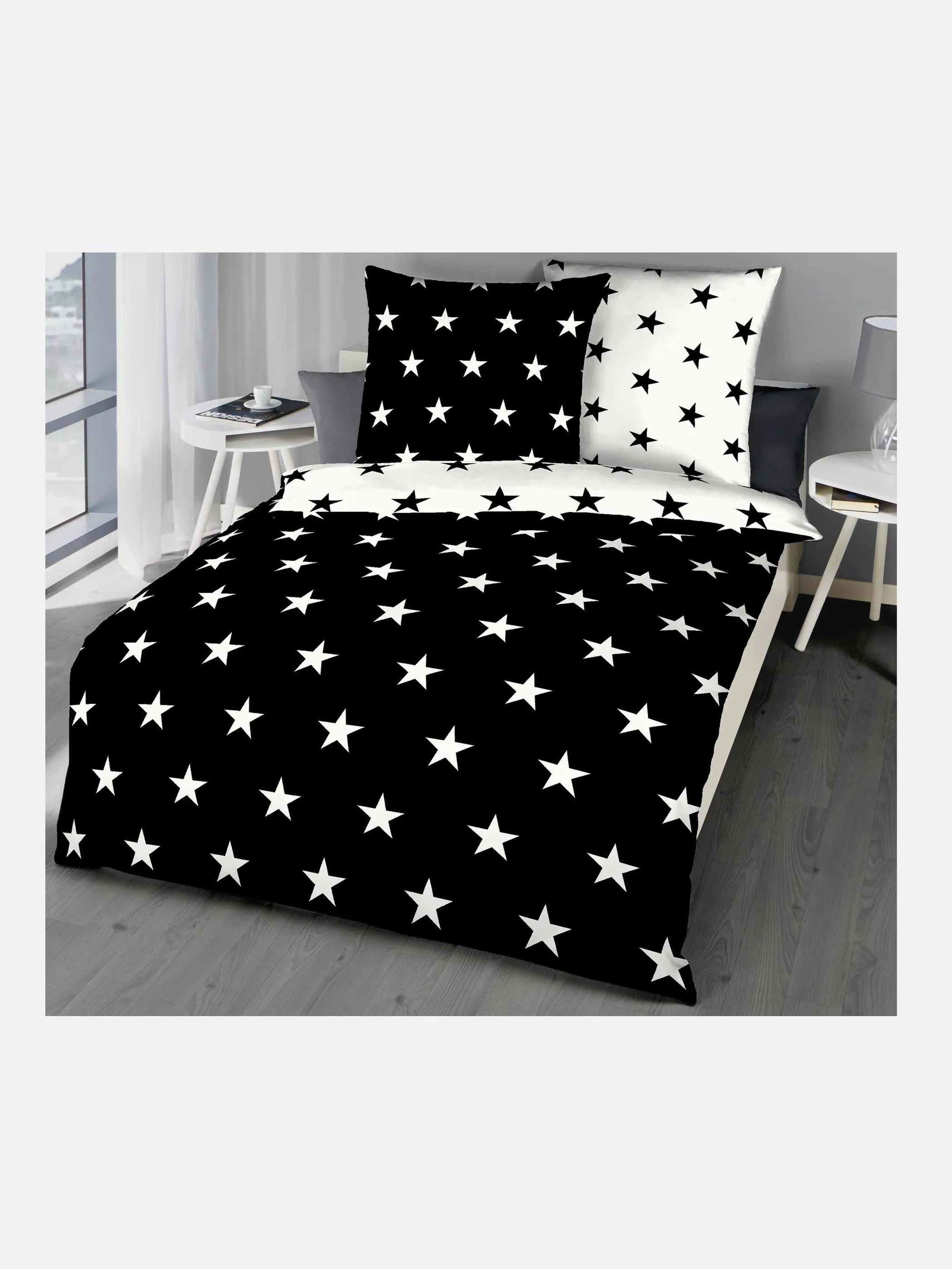 Kaeppel Design Satinbettwäsche Stars 135x200 Schwarz 765220 SCHWARZ 1